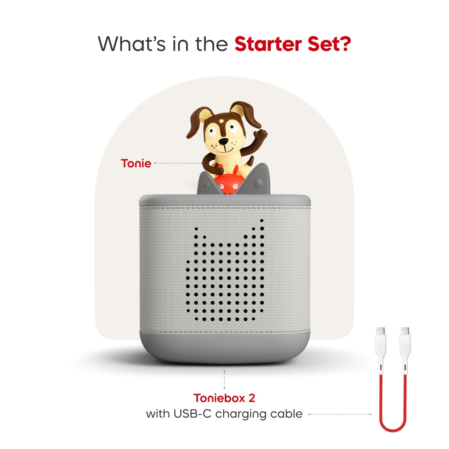 Toniebox 2 Audio Player Starter Set for Kids 1+ with Playtime Puppy - Sunset Red