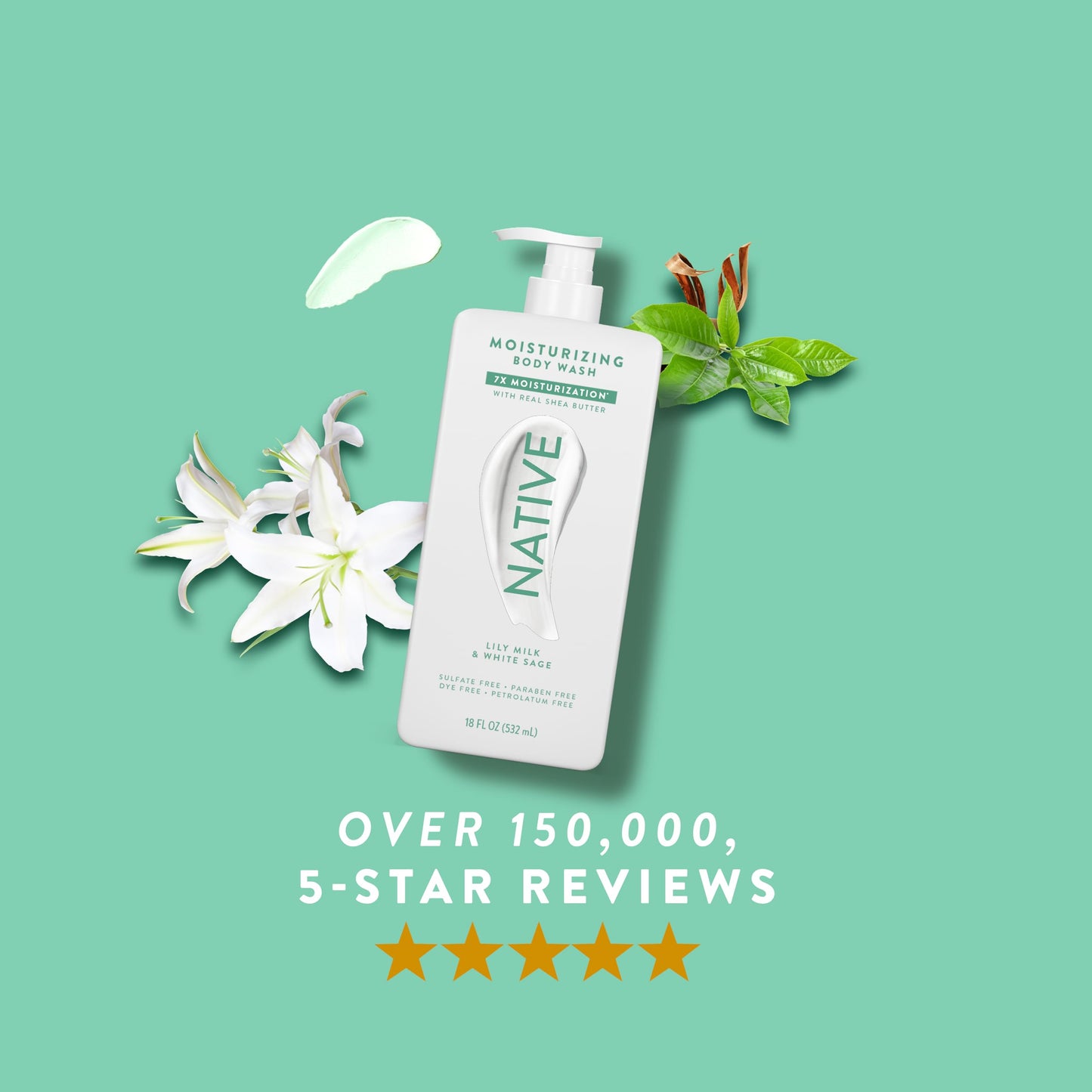 Native Moisturizing Body Wash Contains Naturally Derived Ingredients | for Women & Men, Sulfate, Paraben, & Dye Free Leaving Skin Soft & Hydrated | Cocoa Butter & Vanilla 18 oz