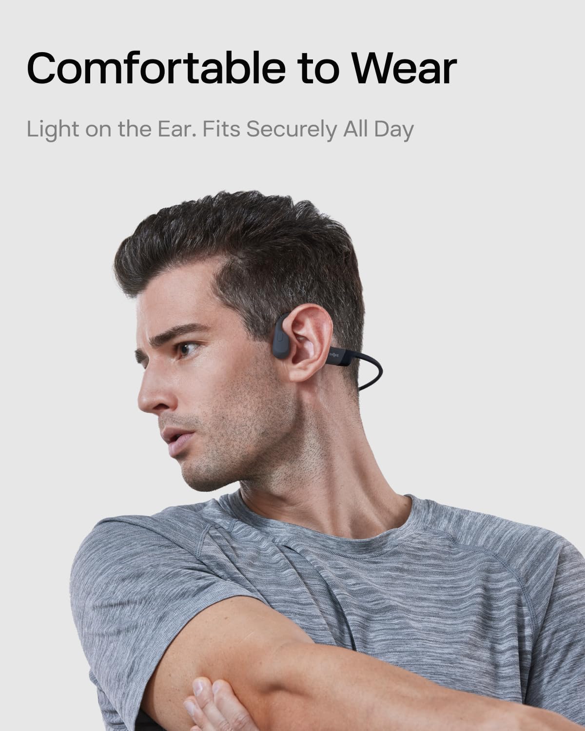 SHOKZ OpenRun Bone Conduction Headphones,Open-Ear Bluetooth Wireless Sport Headphones for Running & Workout,Sweat Resistant, Long 8H Playtime,Mic,Hair Band-Standard-Black