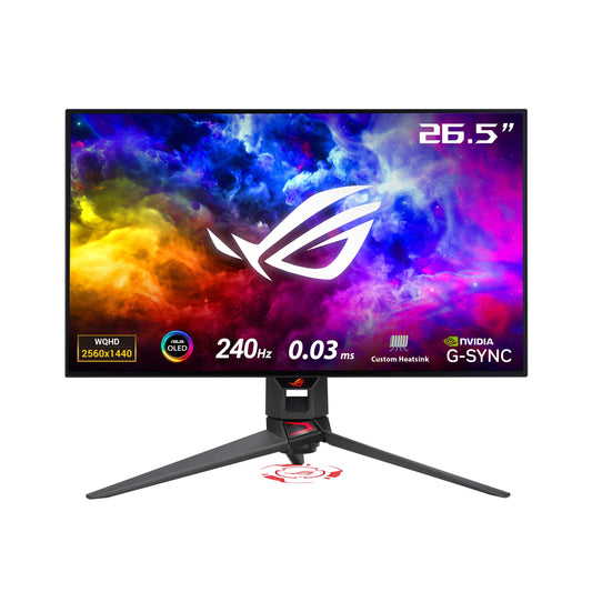 ASUS ROG Strix 27” 1440P OLED Gaming Monitor (XG27AQDMG) - QHD, Glossy OLED, 240Hz, 0.03ms, Custom Heatsink, Anti-flicker,Uniform Brightness, G-SYNC Compatible, 99% DCI-P3, DisplayWidget, 3yr warranty
