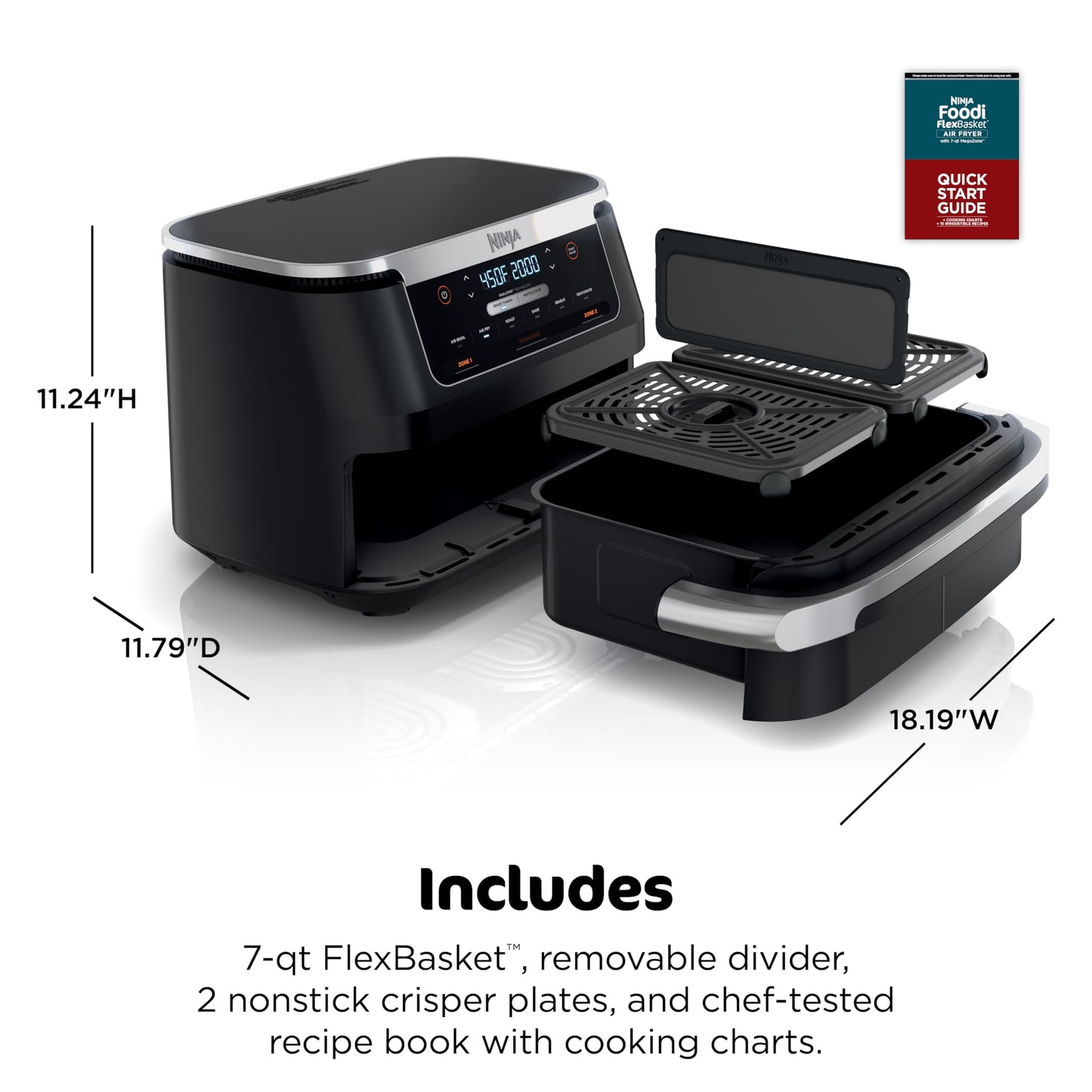 Ninja DZ401 Foodi 10 Quart 6-in-1 DualZone XL 2-Basket Air Fryer with 2 Independent Frying Baskets, Match Cook & Smart Finish to Roast, Broil, Dehydrate for Quick, Easy Family-Sized Meals, Grey