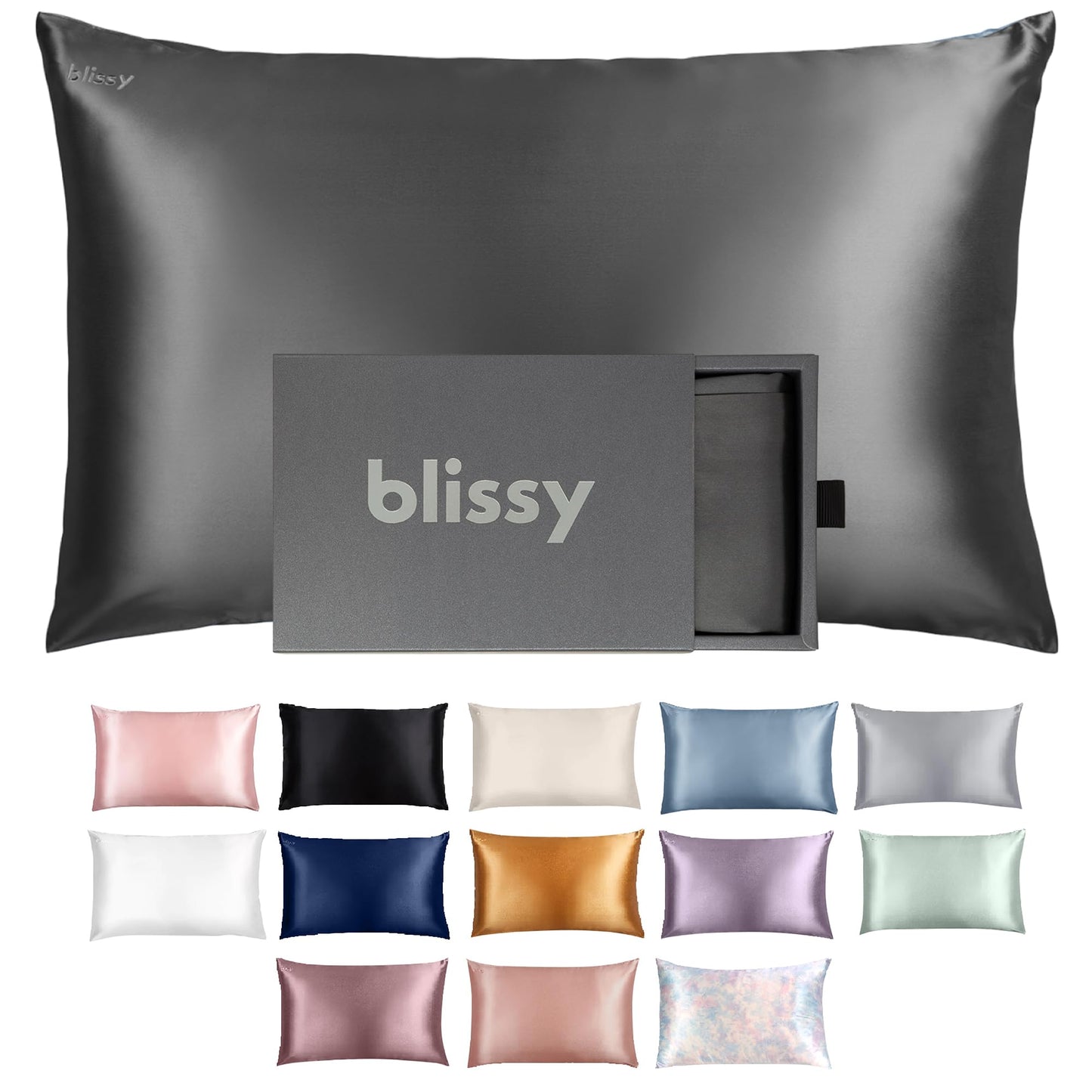 Blissy Silk Pillowcase - 100% Pure Mulberry Silk - 22 Momme 6A High-Grade Fibers - Silk Pillow Cover for Hair & Skin - Regular, Queen & King (Blissy White, Standard)
