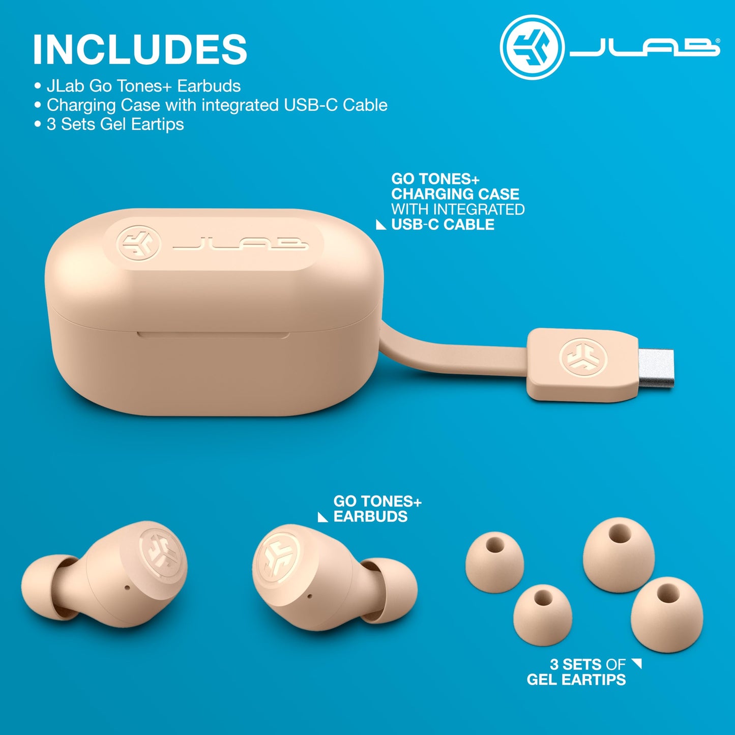 JLab Go Air Pop+ True Wireless Earbuds, in Ear Headphones, Bluetooth Earphones, 35H Playtime Ear Buds, Bluetooth Earbuds with Microphone, USB-C Charging Case, Dual Connect, EQ3 Sound, Black