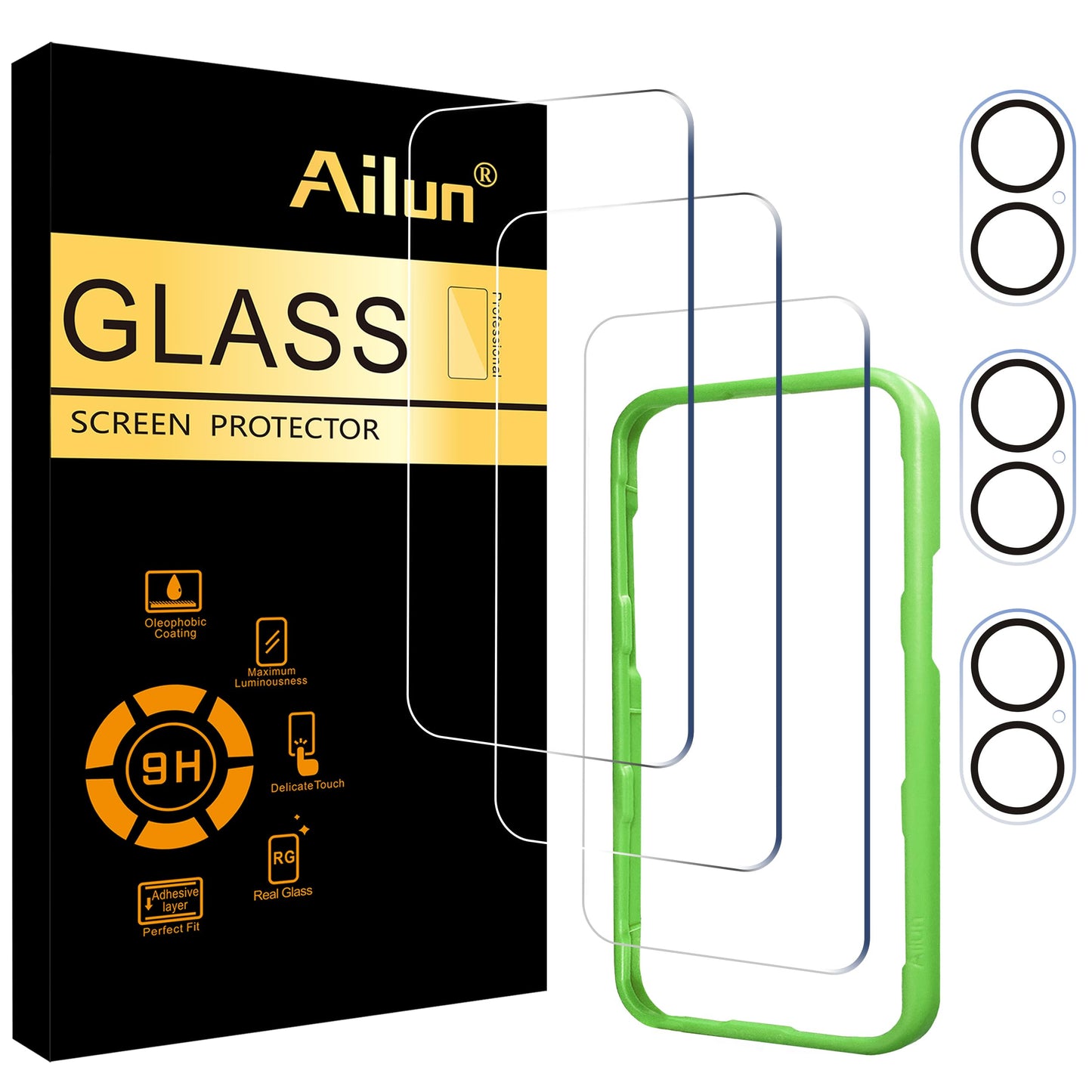 Ailun 3 Pack Screen Protector for iPhone 17 Pro Max [6.9 inch] + 3 Pack Camera Lens Protector with Installation Frame,Dynamic Island Compatible,Case Friendly[Not for iPhone 17/17 Pro/iPhone Air]