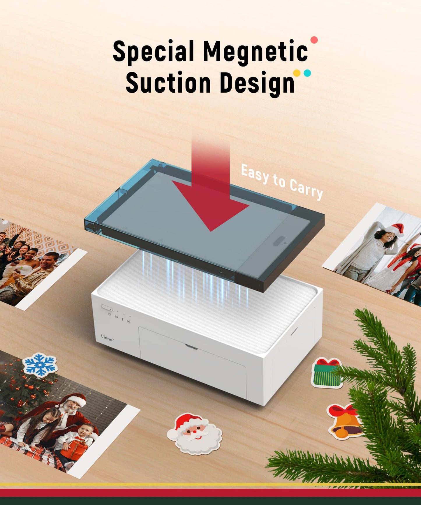 Liene M100 4x6'' Photo Printer, Phone Printer 100 Sheets & 3 Cartridges, Full-Color Photo, Portable Instant Photo Printer for iPhone Android, Thermal Dye Sublimation, Wi-Fi Picture Printer 100 Papers