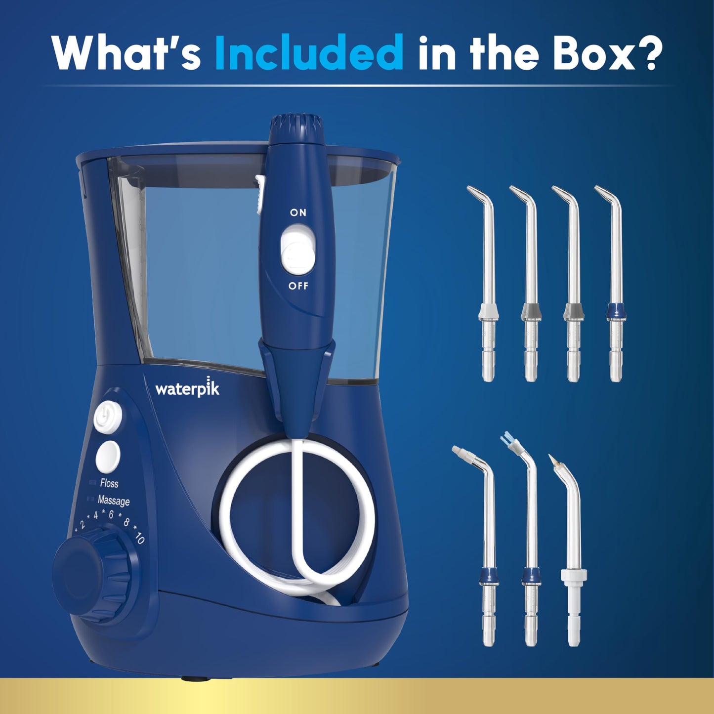 Waterpik Aquarius Water Flosser For Teeth Cleaning, Gums, Braces, Dental Care, Electric Power With 10 Settings, 7 Tips For Multiple Users And Needs, ADA Accepted, White WP-660, Packaging May Vary