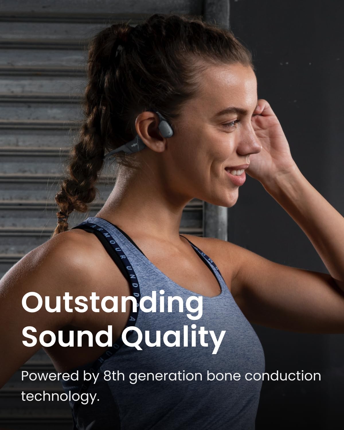 SHOKZ OpenRun Bone Conduction Headphones,Open-Ear Bluetooth Wireless Sport Headphones for Running & Workout,Sweat Resistant, Long 8H Playtime,Mic,Hair Band-Standard-Black