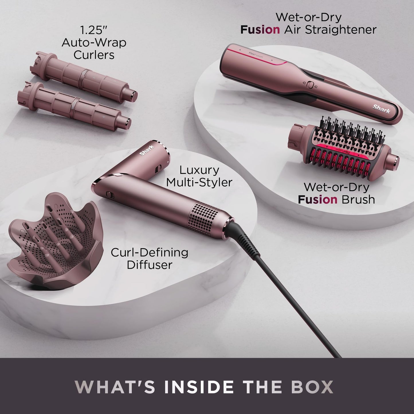 Shark HD430 FlexStyle Air Styling & Drying System, Powerful Hair Dryer Brush & Multi-Styler with Auto-Wrap Curlers, Paddle Brush, Oval Brush, Concentrator Attachment, Stone