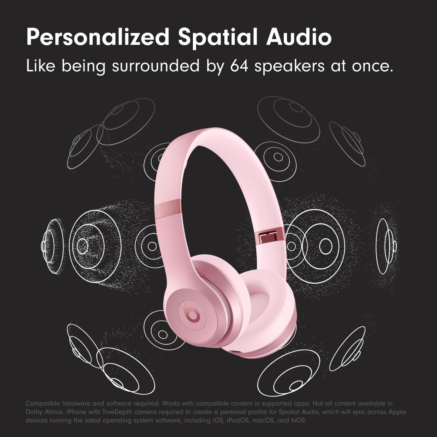 Beats Solo 4 - Wireless On-Ear Bluetooth Headphones, Up to 50-Hour Battery Life, Ultra-Lightweight Comfort, Powerful and Balanced Sound, Apple & Android Compatible - Cloud Pink