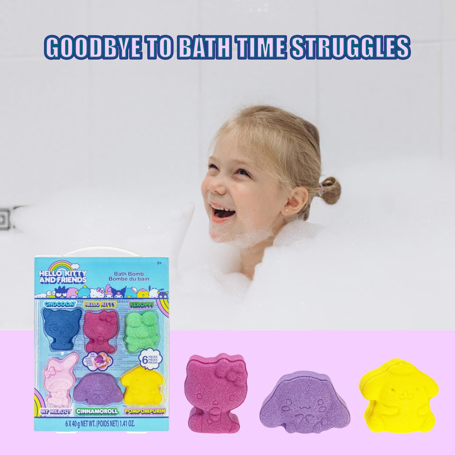 Hot Wheels 6 Piece Bath Bombs for Kids, Bubble Gum Scented, Bath Toys for Kids, Ages 3+, by Townley Girl