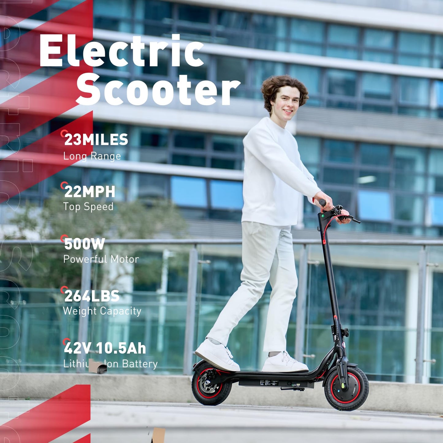 iScooter Electric Scooter Adults & Big Kids, 500/650 Peak Power, Up to 15/18/25 Miles Range, 19/22/25 MPH Top Speed, Cruise Control, Dual Braking System, Foldable E Scooter for Commuting & Campus Use