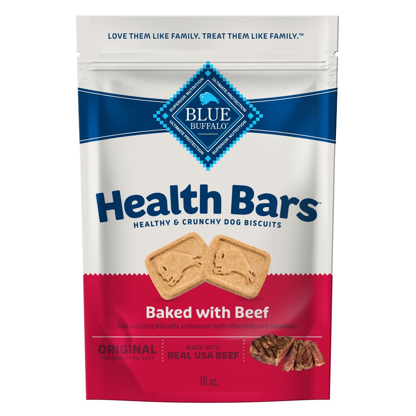 Blue Buffalo Health Bars Crunchy Dog Biscuits, Oven-Baked With Natural Ingredients, Pumpkin & Cinnamon, 16-oz Bag