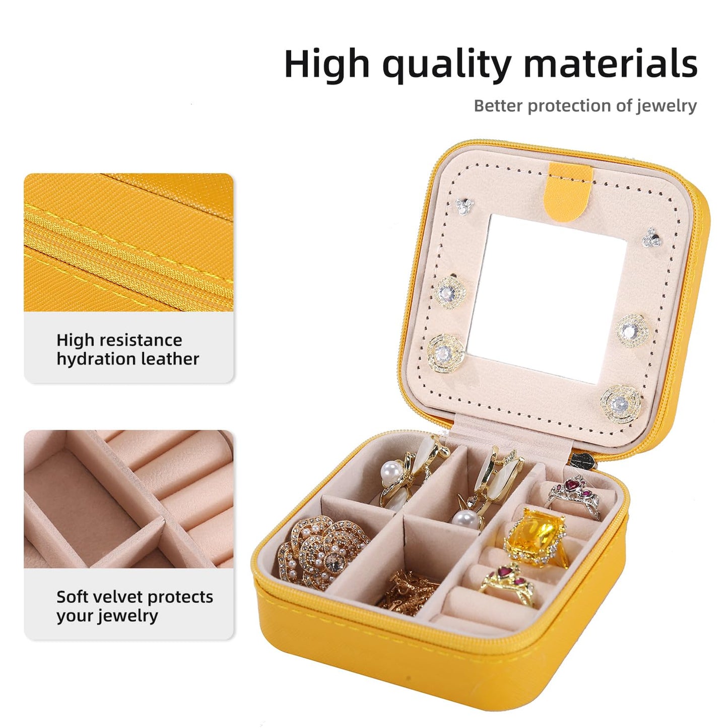 KElofoN Travel jewelry case Travel jewelry box Travel Jewelry Organizer Small box Gift for Girls Women with Mirror(Green)