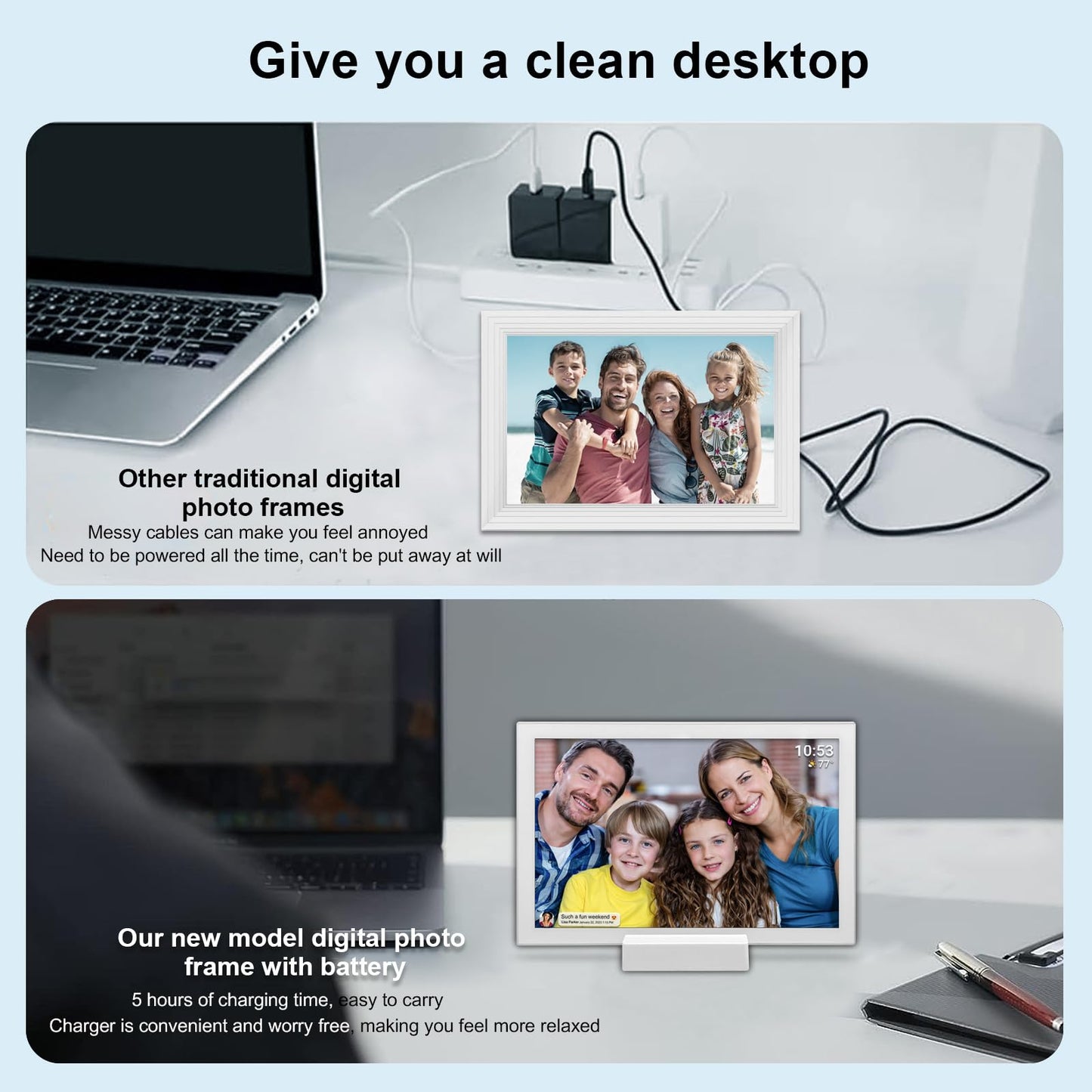 32GB FRAMEO 10.1 Inch Smart WiFi Digital Photo Frame 1280x800 IPS LCD Touch Screen, Auto-Rotate Portrait and Landscape, Built in 32GB Memory, Share Moments Instantly via Frameo App from Anywhere