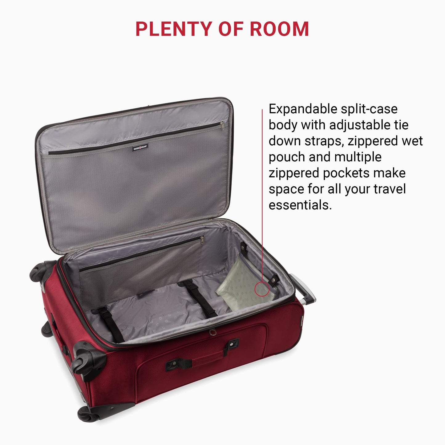 SwissGear Sion Softside Expandable Luggage – Medium Checked Suitcase with 360 Degree Wheels & Retractable Handle – 25 Inch, Perfect for 1-7 Night Trips – Blue