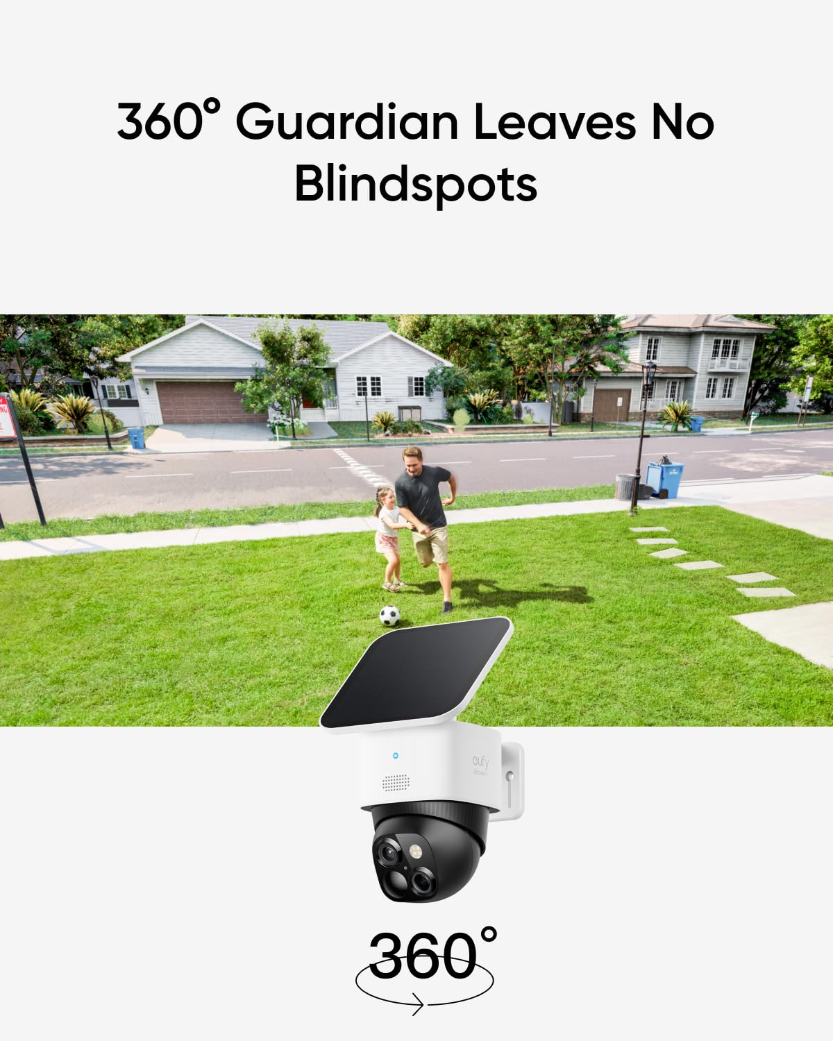 eufy Security SoloCam S340, Solar Security Cameras Wireless Outdoor, Cameras for Home Security, 360° Pan & Tilt Surveillance, No Blind Spots, 2.4 GHz Wi-Fi, No Monthly Fee, HomeBase S380 Compatible