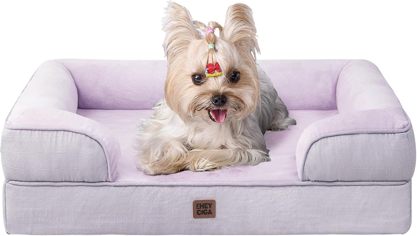 EHEYCIGA Orthopedic Dog Beds for Extra Large Dogs 44x32Inch, Waterproof Memory Foam XL Pet Bed with Sides, Non-Slip and Egg-Crate Foam Big Dog Couch Bed with Washable Removable Cover, Grey