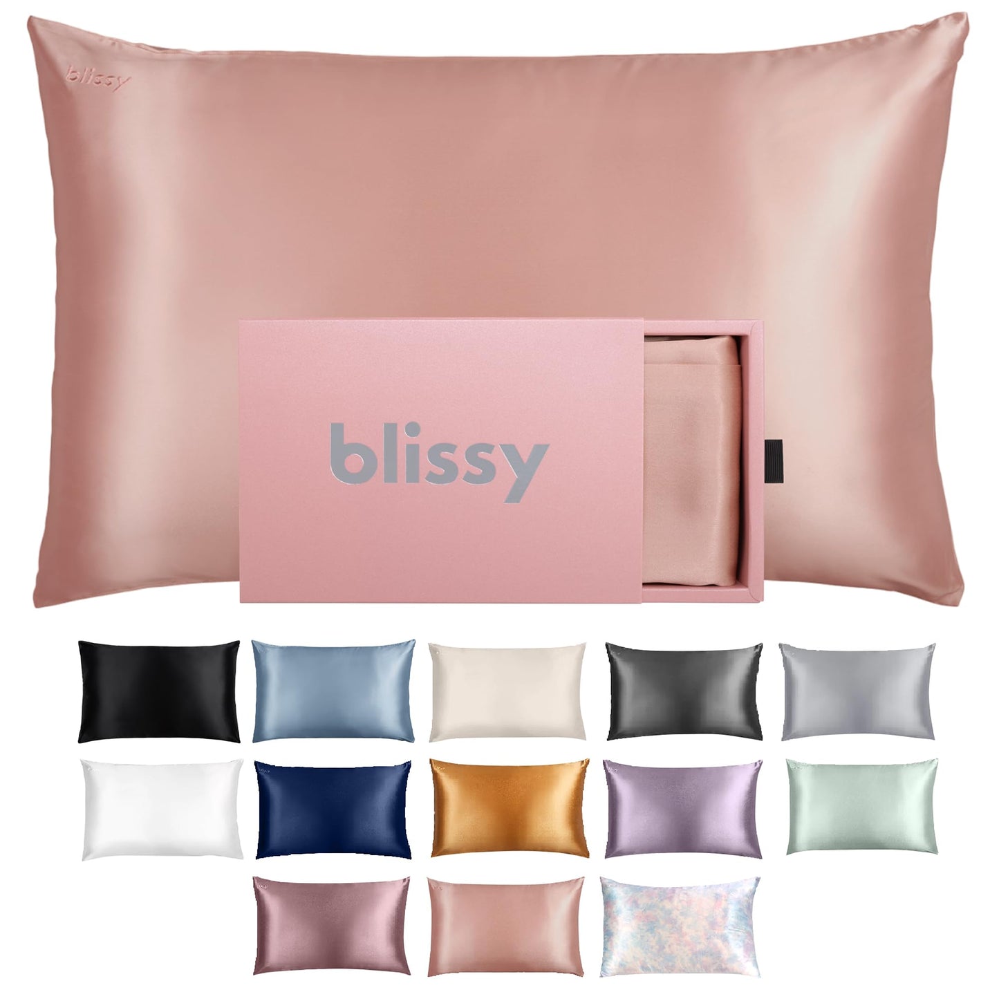 Blissy Silk Pillowcase - 100% Pure Mulberry Silk - 22 Momme 6A High-Grade Fibers - Silk Pillow Cover for Hair & Skin - Regular, Queen & King (Blissy White, Standard)