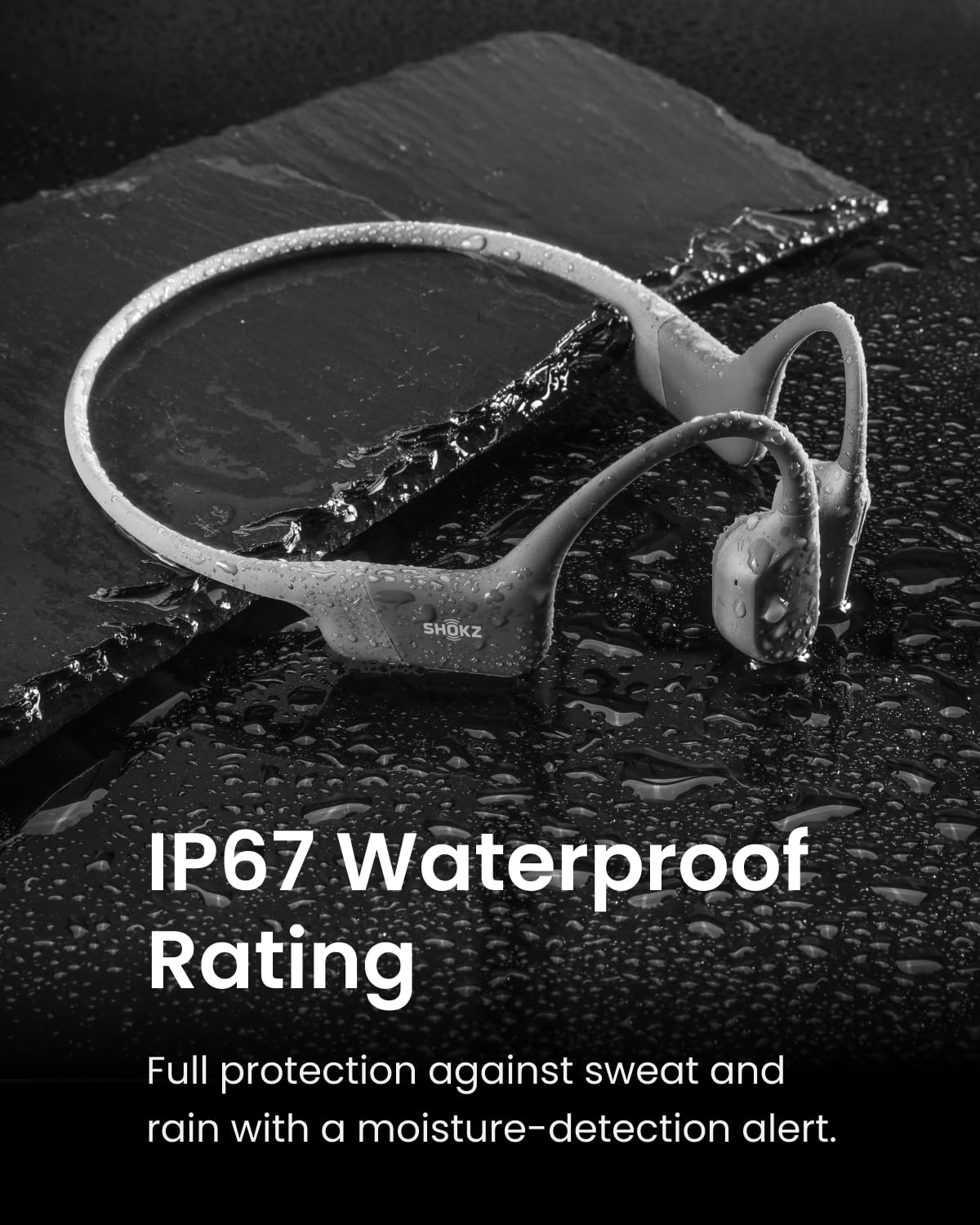 SHOKZ OpenRun Bone Conduction Headphones,Open-Ear Bluetooth Wireless Sport Headphones for Running & Workout,Sweat Resistant, Long 8H Playtime,Mic,Hair Band-Standard-Black