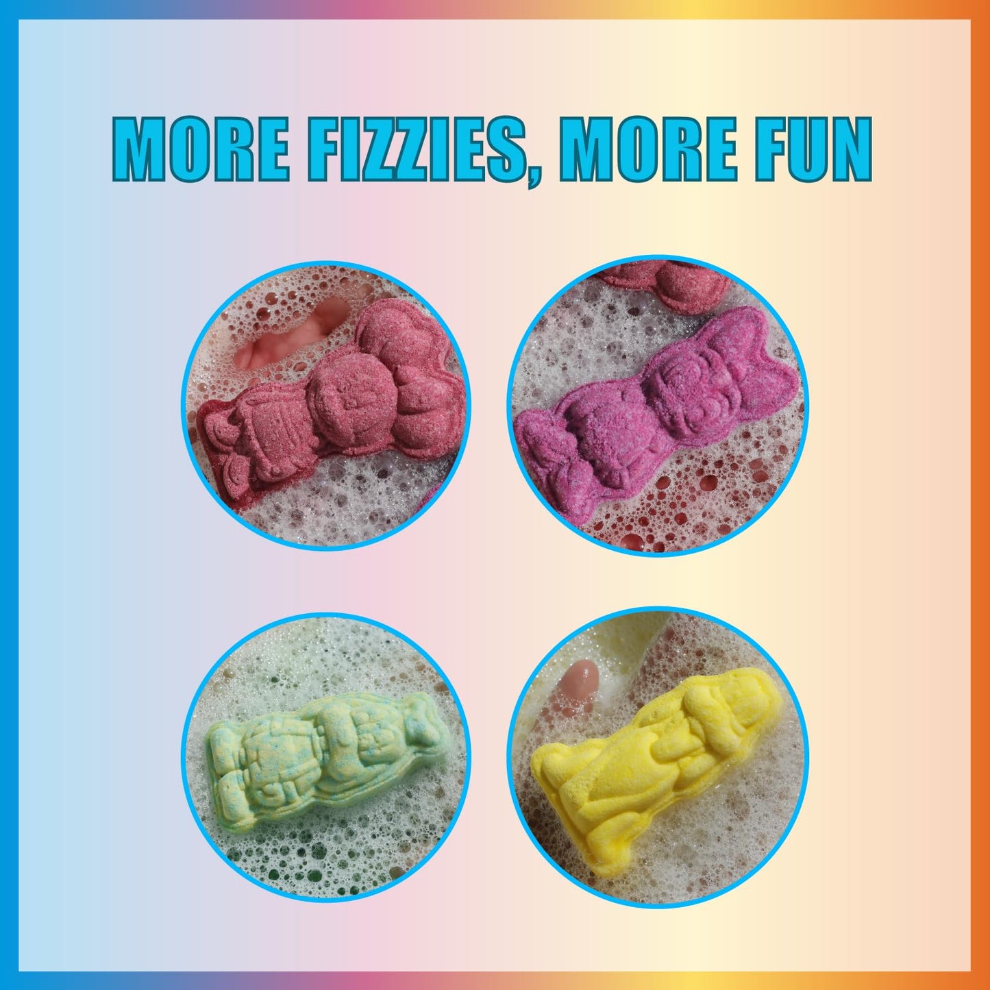 Hot Wheels 6 Piece Bath Bombs for Kids, Bubble Gum Scented, Bath Toys for Kids, Ages 3+, by Townley Girl