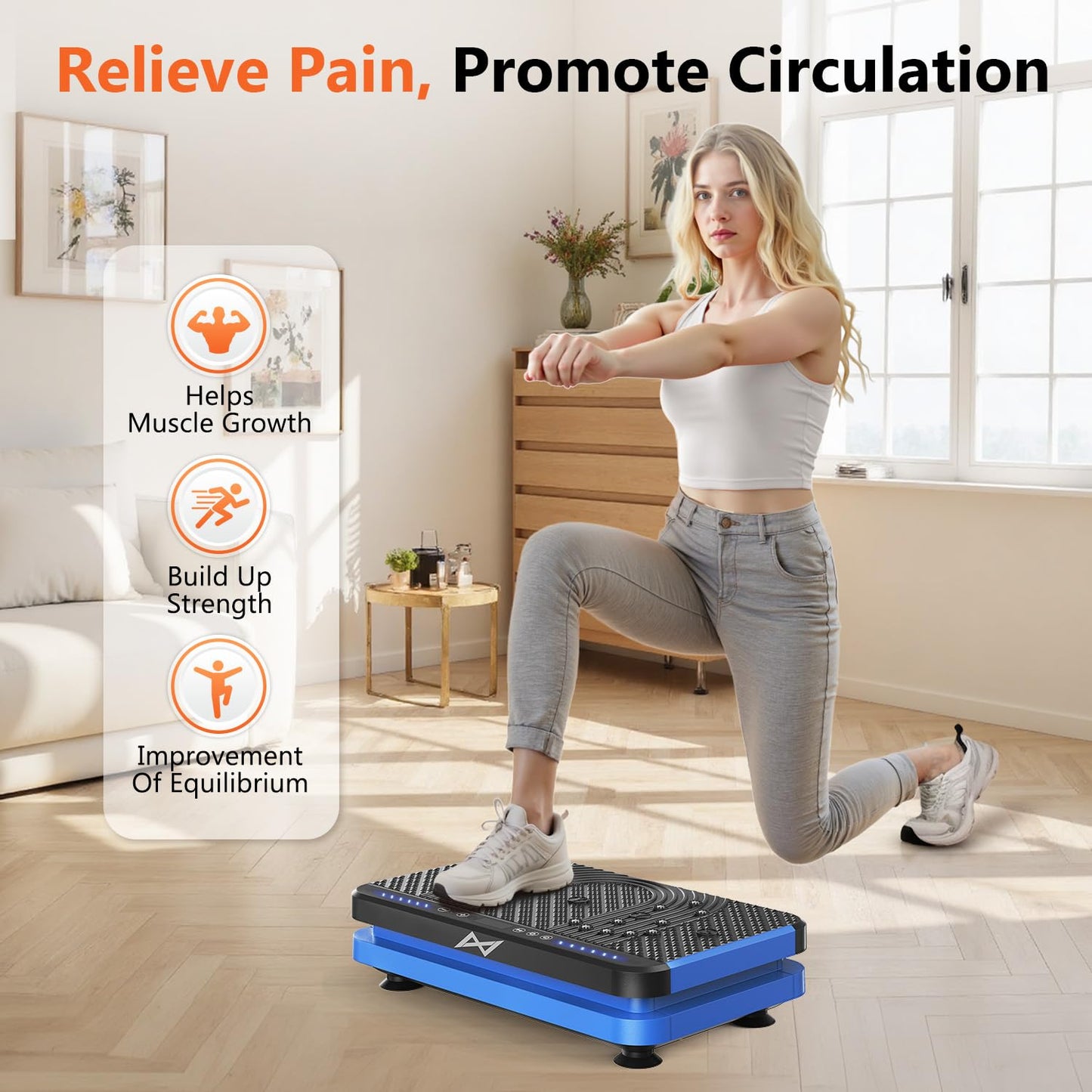 AXV Vibration Plate Fitness Platform Exercise Machine Vibrating Shaking Full Body Shaker Workout Vibrate Stand Shake Board Sport Gym for Weight Loss Fat Burner for Women Men