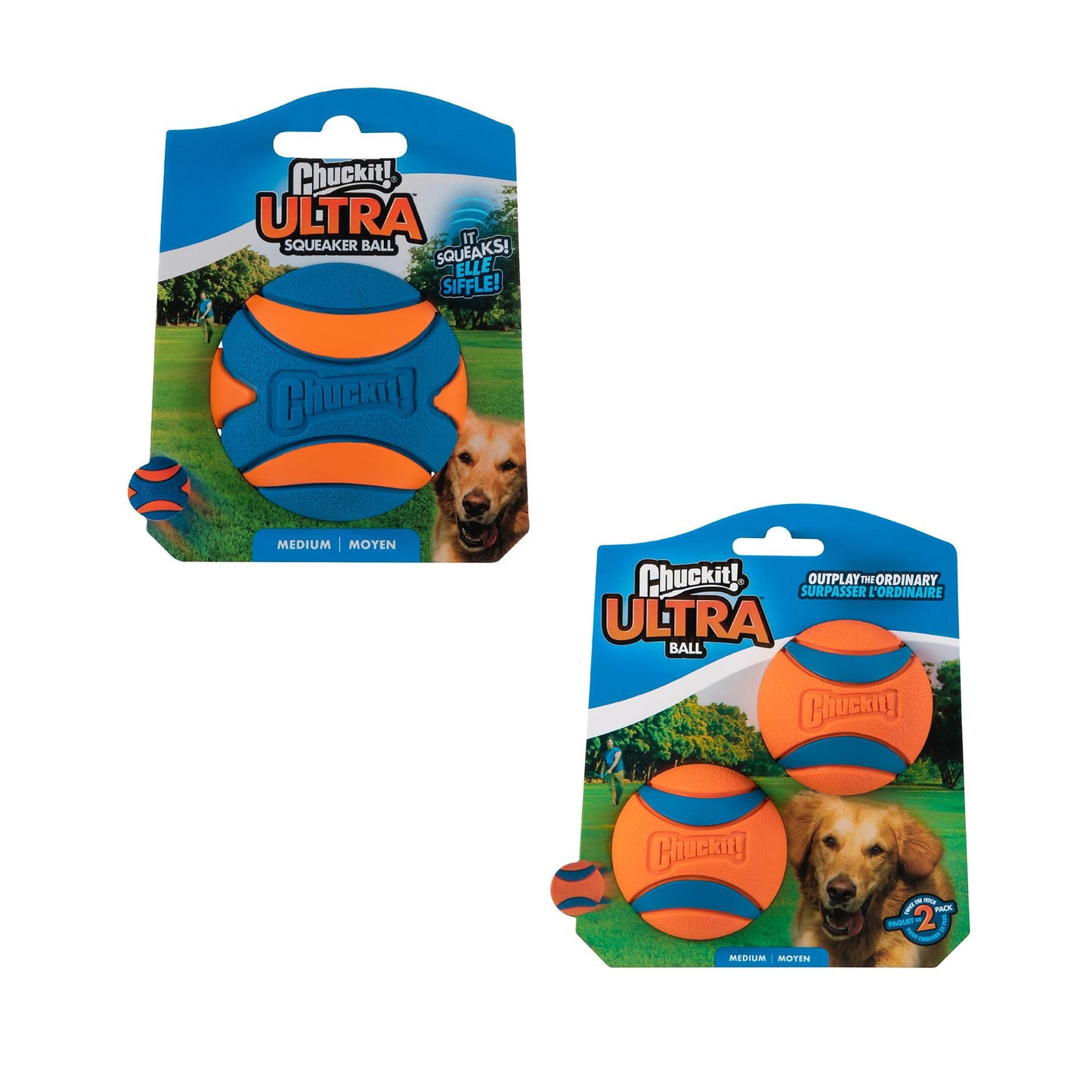 Chuckit! Ultra Ball Dog Toy - Medium Bouncy Fetch Balls For Dogs 20-60 lbs - Made from Durable Rubber - Floating Water Pet Toys - Size Medium - 2.5-inch Diameter - Pack of 2