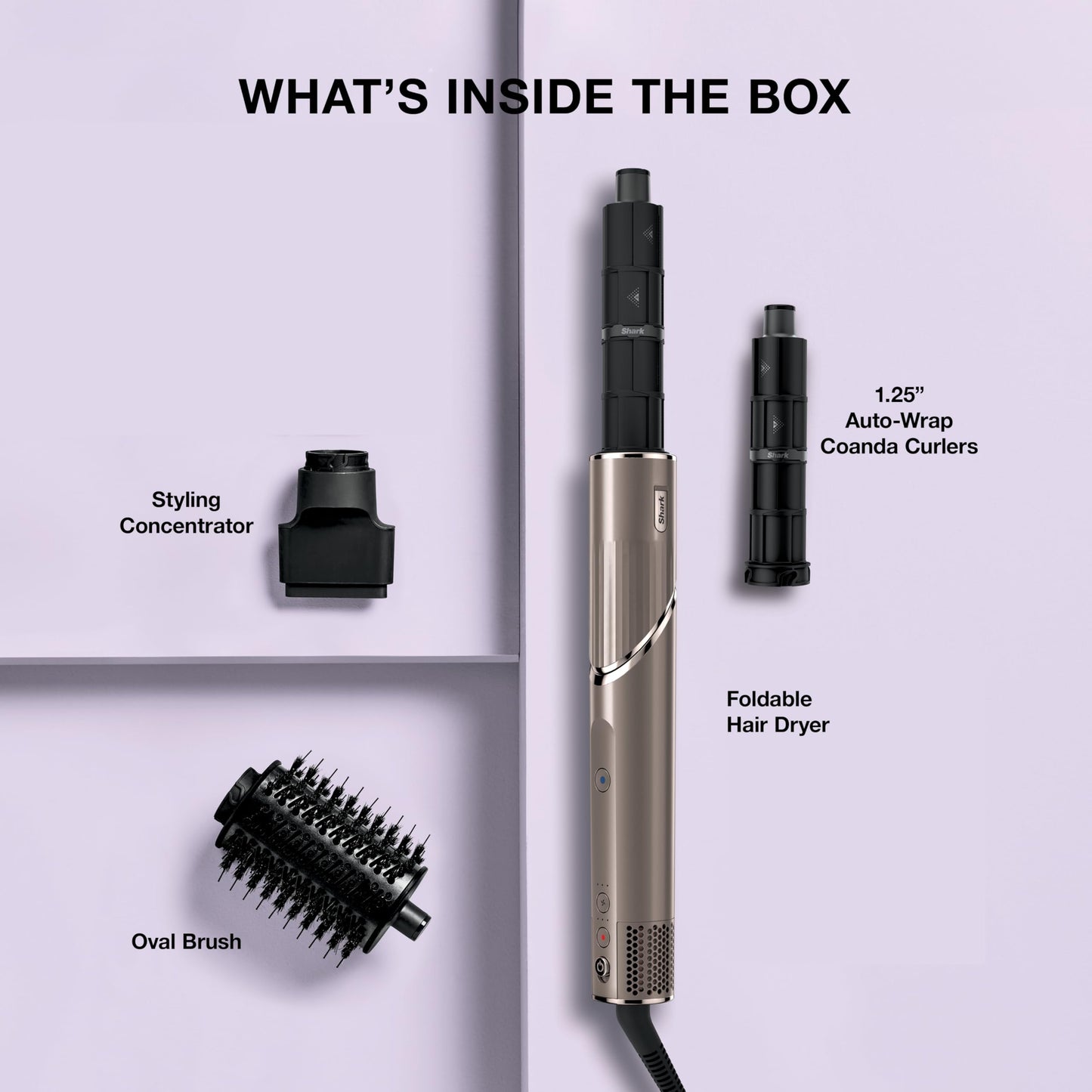 Shark FlexStyle Air Styling & Drying System, Powerful Hair Dryer Brush & Multi-Styler with Auto-Wrap Curlers, Diffuser, Paddle Brush, Round Brush, Concentrator Attachment, Black Cherry, HD457CR