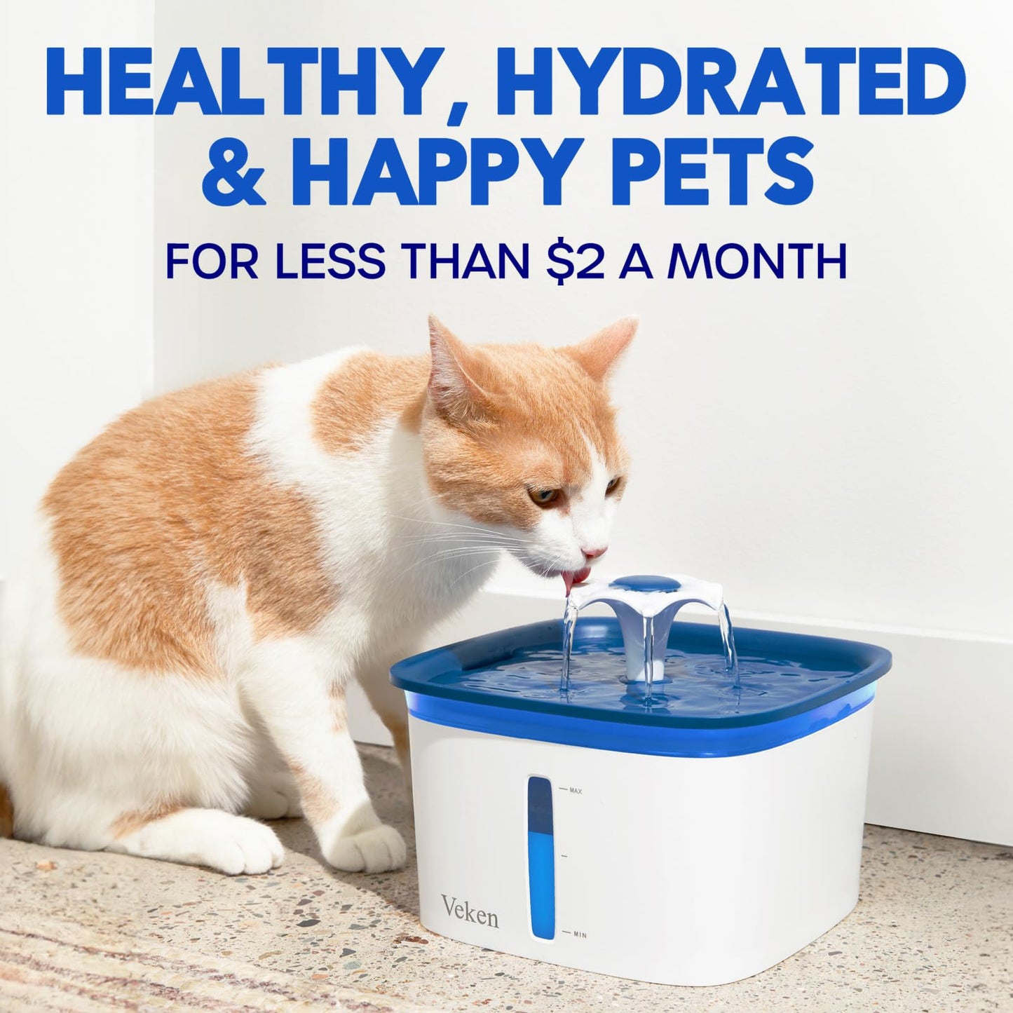 Veken Cat Water Fountain Filters, 8 Pack Replacement Filters & 8 Pack Replacement Pre-Filter Sponges Set for 50oz, 84oz, 95oz or 108oz Automatic Pet Fountain Dog Water Dispenser