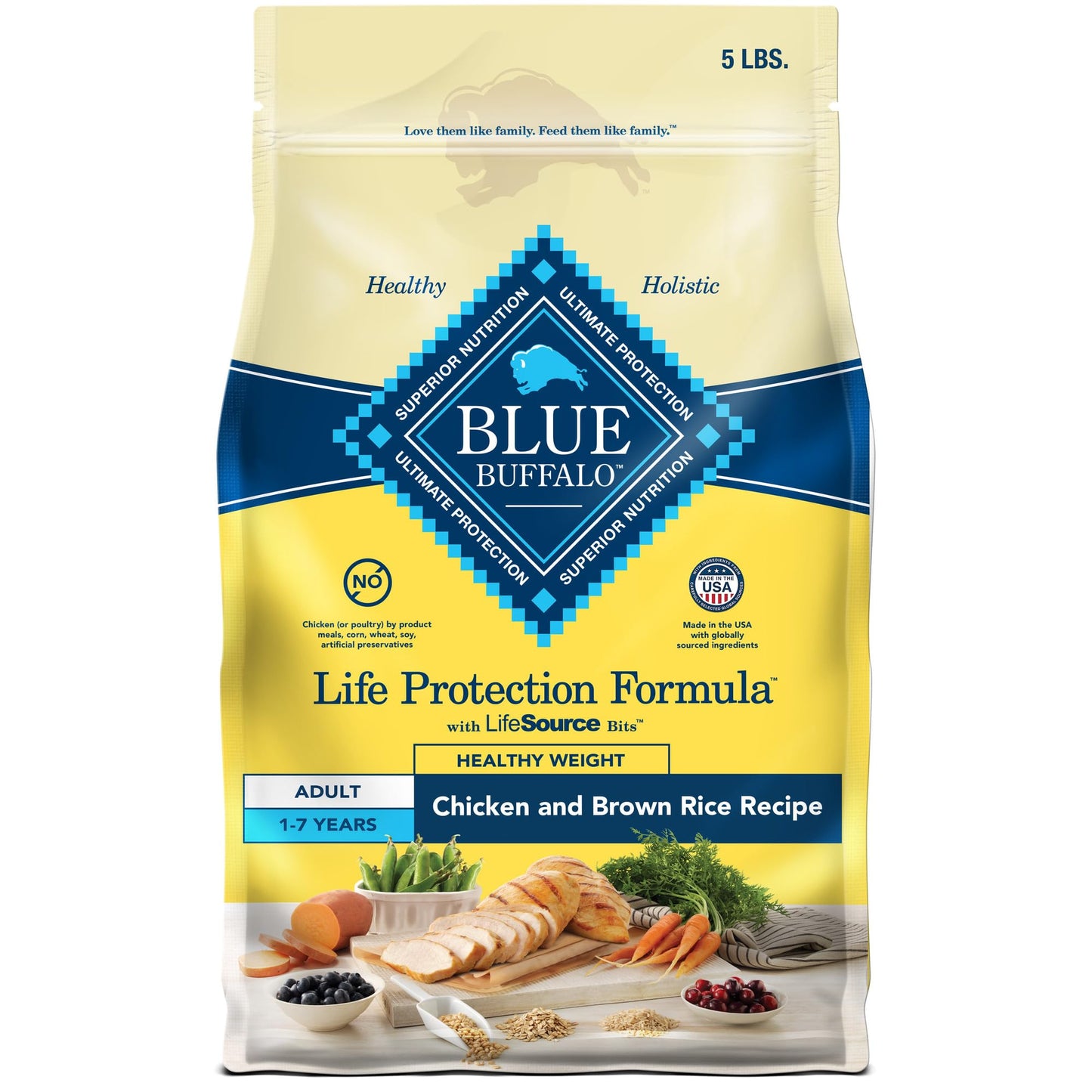 Blue Buffalo Life Protection Formula Natural Adult Dry Dog Food, Chicken and Brown Rice 5-lb Trial Size Bag