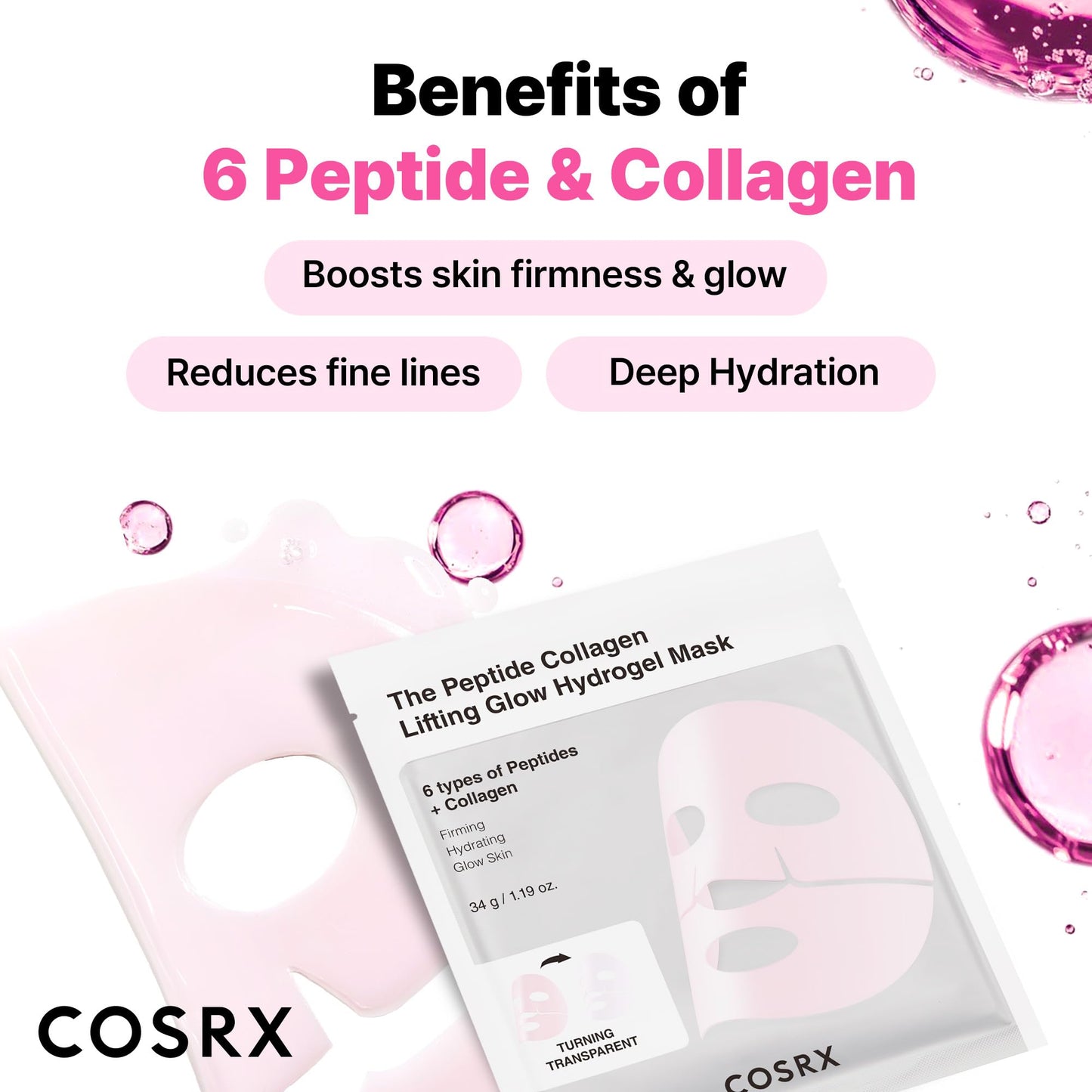 COSRX Advanced Snail Mucin Glass Glow Hydrogel Face Masks Skincare 3 EA, Collagen Face Mask, Travel Essentials, Overnight Face Mask, Korean Skin Care, Stocking Stuffers for Women
