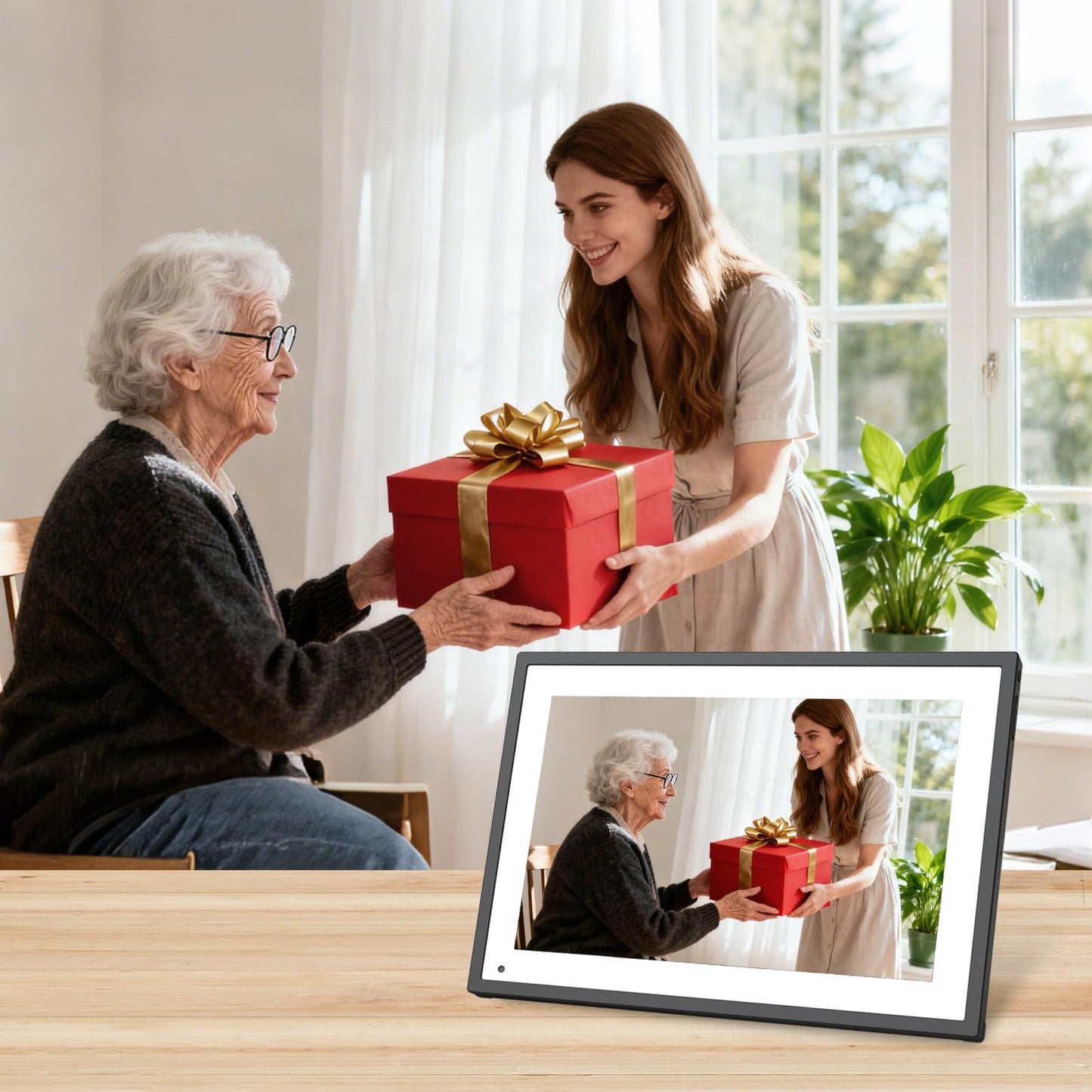 32GB FRAMEO 10.1 Inch Smart WiFi Digital Photo Frame 1280x800 IPS LCD Touch Screen, Auto-Rotate Portrait and Landscape, Built in 32GB Memory, Share Moments Instantly via Frameo App from Anywhere