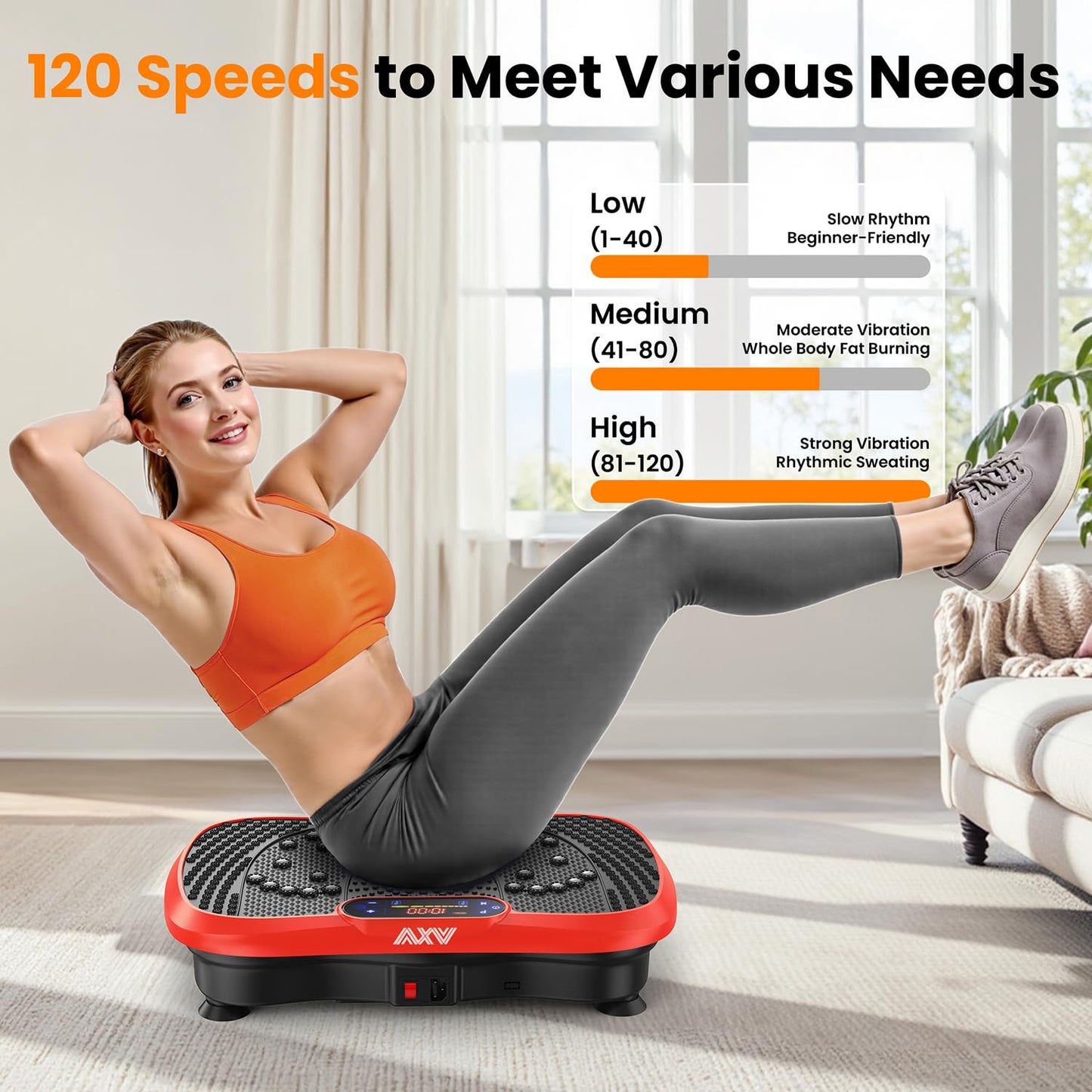 AXV Vibration Plate Fitness Platform Exercise Machine Vibrating Shaking Full Body Shaker Workout Vibrate Stand Shake Board Sport Gym for Weight Loss Fat Burner for Women Men