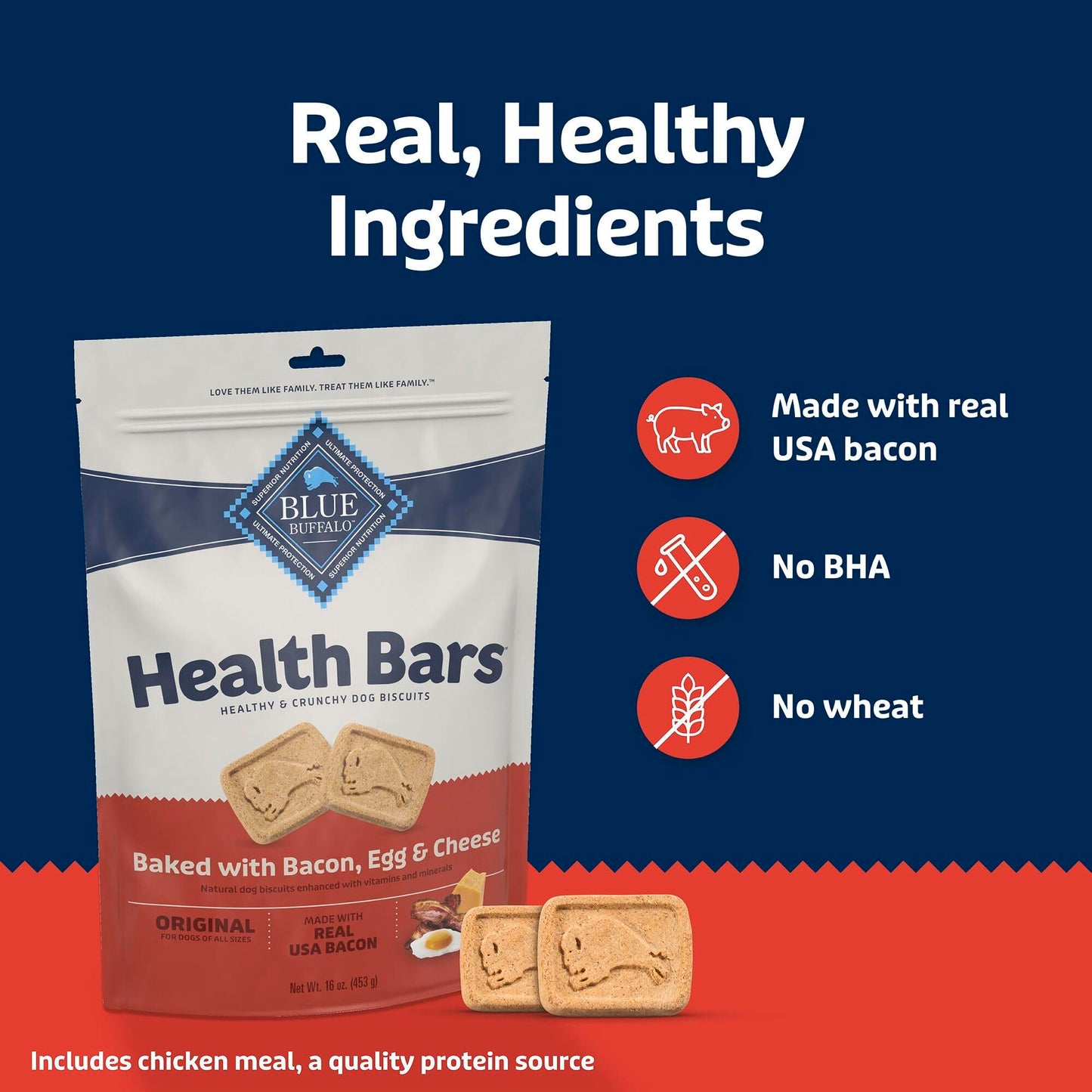 Blue Buffalo Health Bars Crunchy Dog Biscuits, Oven-Baked With Natural Ingredients, Pumpkin & Cinnamon, 16-oz Bag