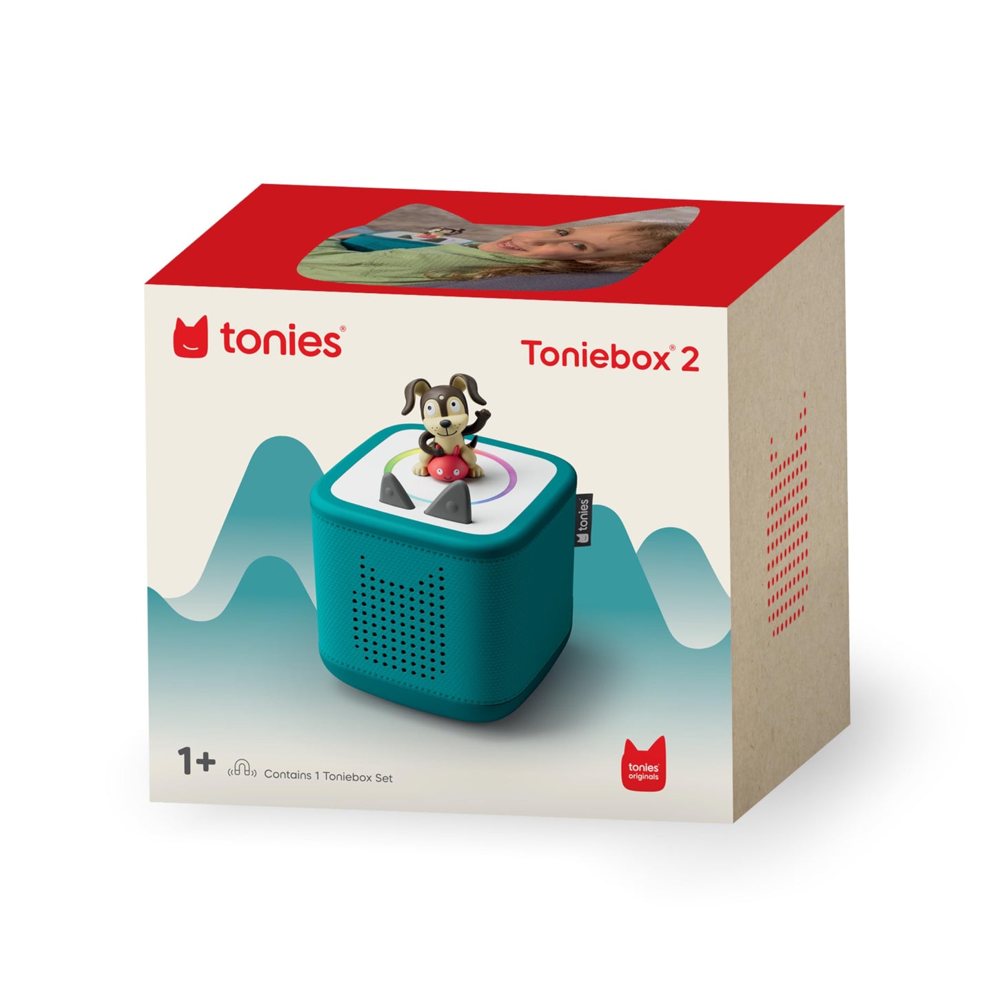 Toniebox 2 Audio Player Starter Set for Kids 1+ with Playtime Puppy - Sunset Red