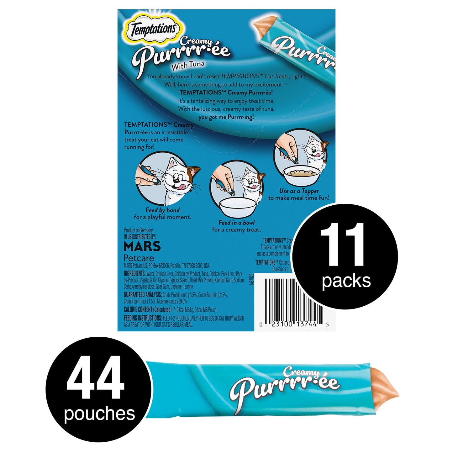 Temptations Creamy Puree Variety Pack of Squeezable Cat Treats, 0.42 oz. Tubes, 24 Count