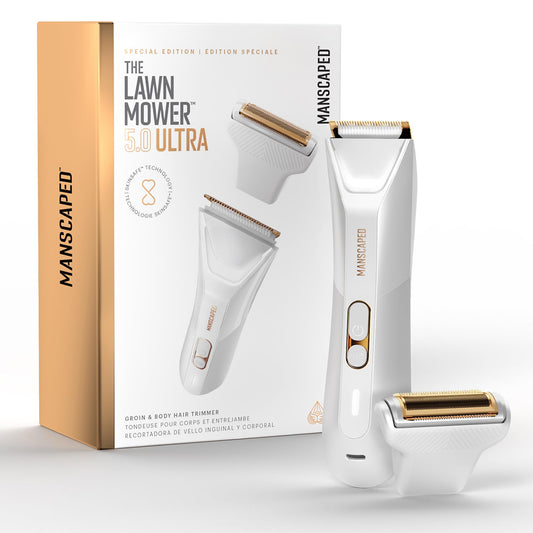 MANSCAPED® The Lawn Mower® 5.0 Ultra Groin & Body Hair Trimmer – Dual-Head SkinSafe® Trimmer & Foil Blades, Waterproof Wet/Dry Groomer, USB-C Rechargeable with Travel Case, Men’s Ball Shaver, Black