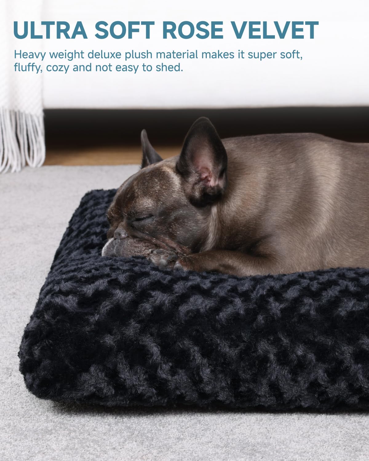 KSIIA Washable Dog Bed Deluxe Plush Dog Crate Beds Comfy Kennel Pad Anti-Slip Pet Sleeping Mat for Large, Jumbo, Medium, Small Dogs Breeds, 35" x 23", Gray