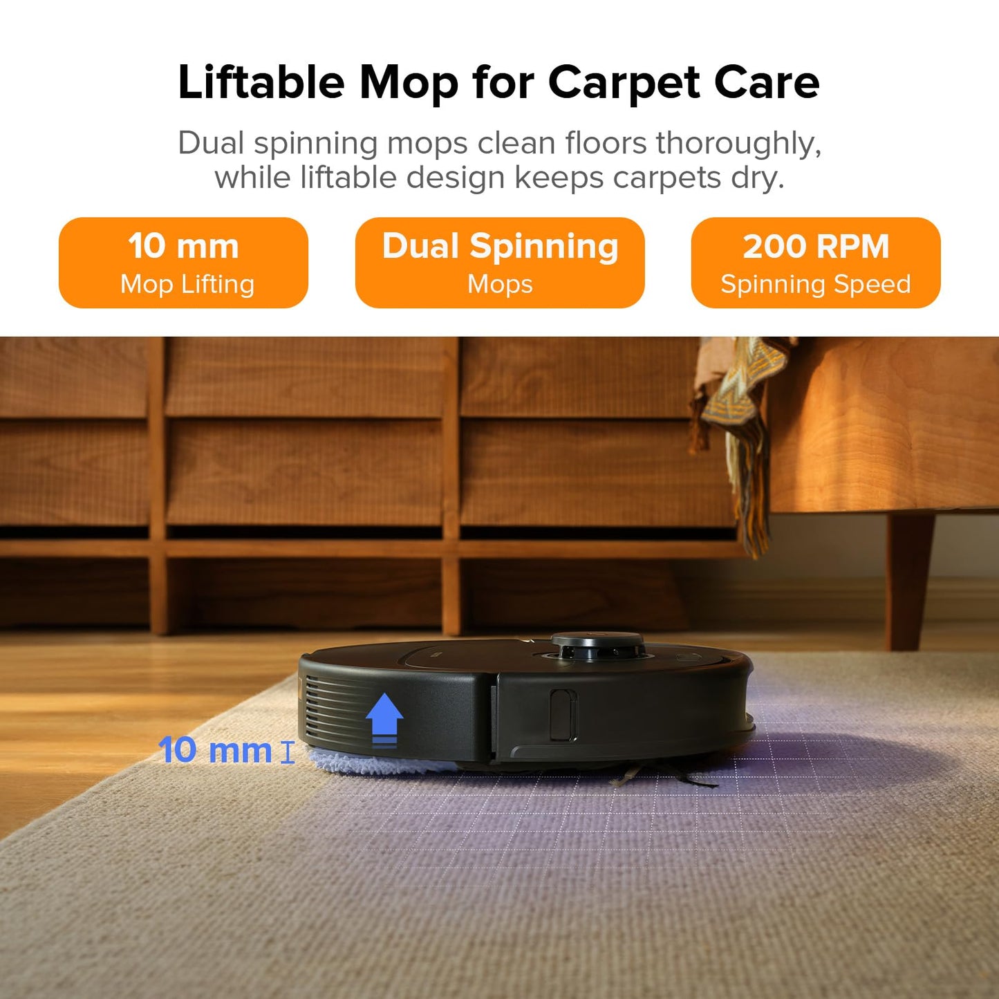 roborock Qrevo S5V Robot Vacuum and Mop, FlexiArm Edge Mopping, 12,000Pa Suction, Dual Zero-Tangle System, Smart Obstacle Avoidance, 10mm Mop Lifting, Auto Mop Washing&Drying, Self-Emptying&Refilling