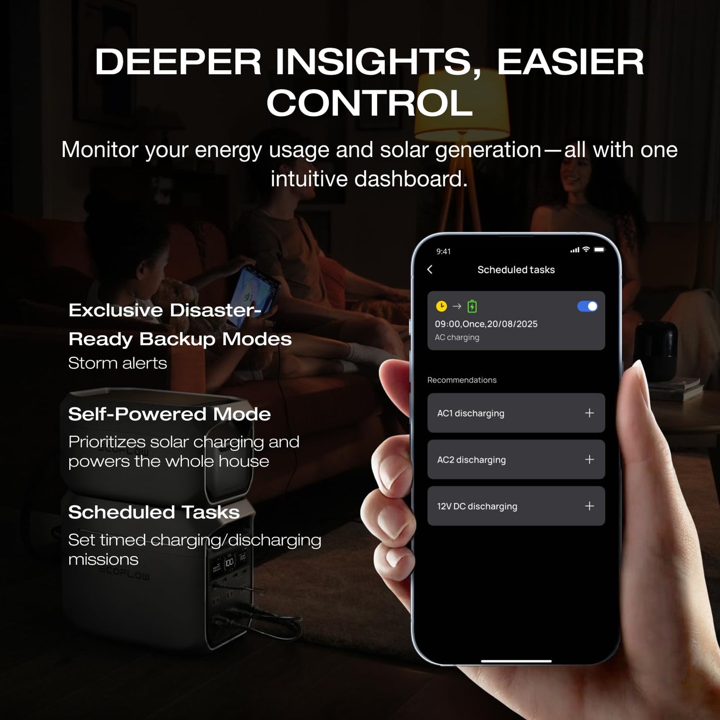 EF ECOFLOW Portable Power Station DELTA 2, 1024Wh LiFePO4 (LFP) Battery, 1800W AC/100W USB-C Output, Solar Generator(Solar Panel Optional) for Home Backup Power, Camping & RVs