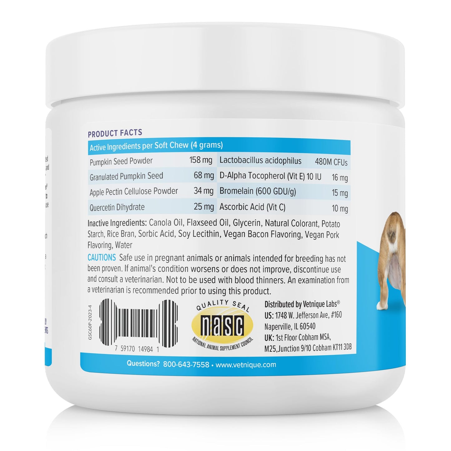 Vetnique Glandex Anal Gland Soft Chew Treats with Pumpkin for Dogs Digestive Enzymes, Probiotics Fiber Supplement for Dogs Boot The Scoot (Peanut Butter Chews, 60 Count)