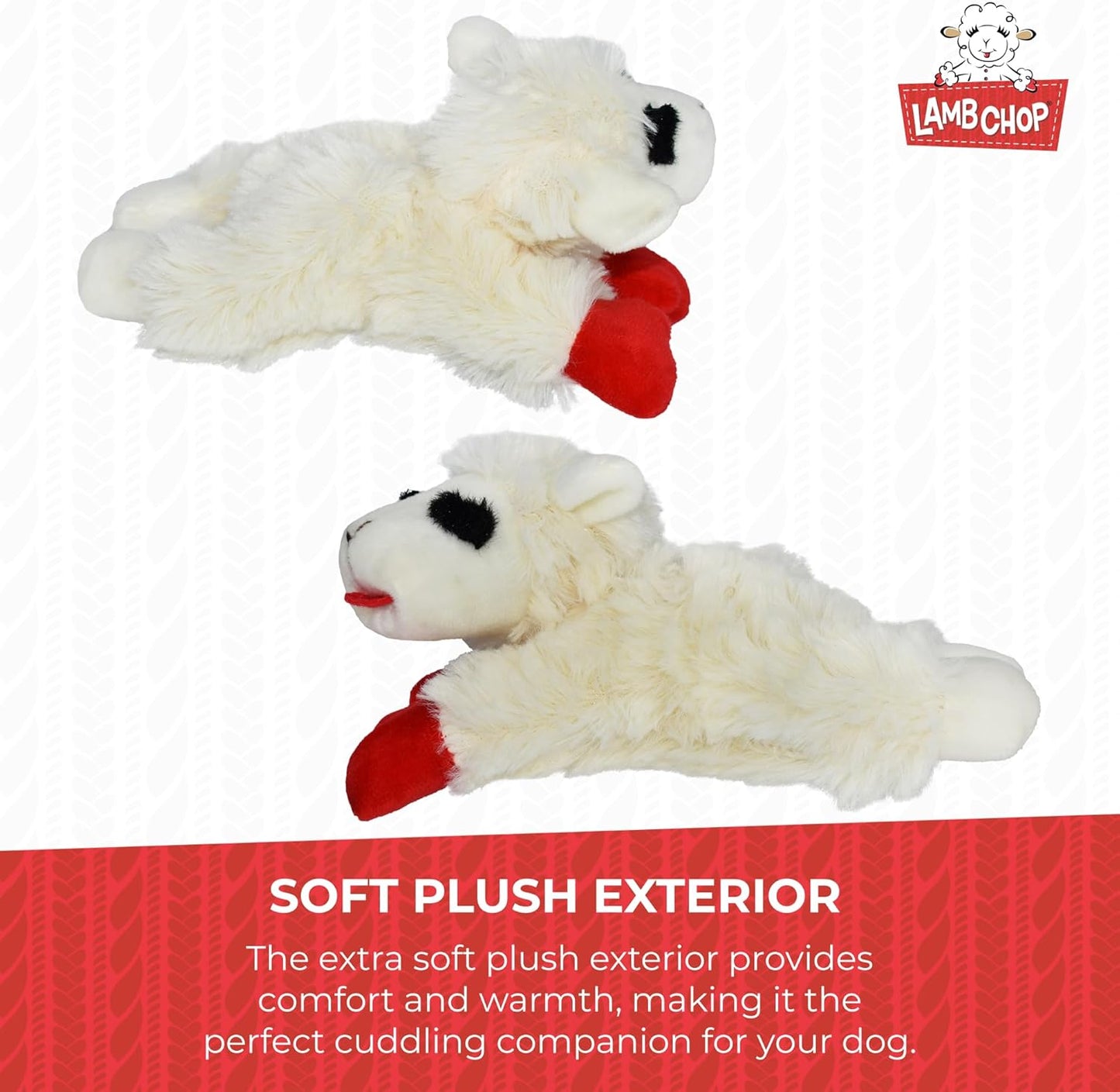 Multipet Lamb Chop Dog Plush Toy - Squeaky Toy for All Dogs - Extra Soft Plush - Stuffed Animal Dog Toy for Cuddling & Playing - Cute Pet Toy (6", Cream)