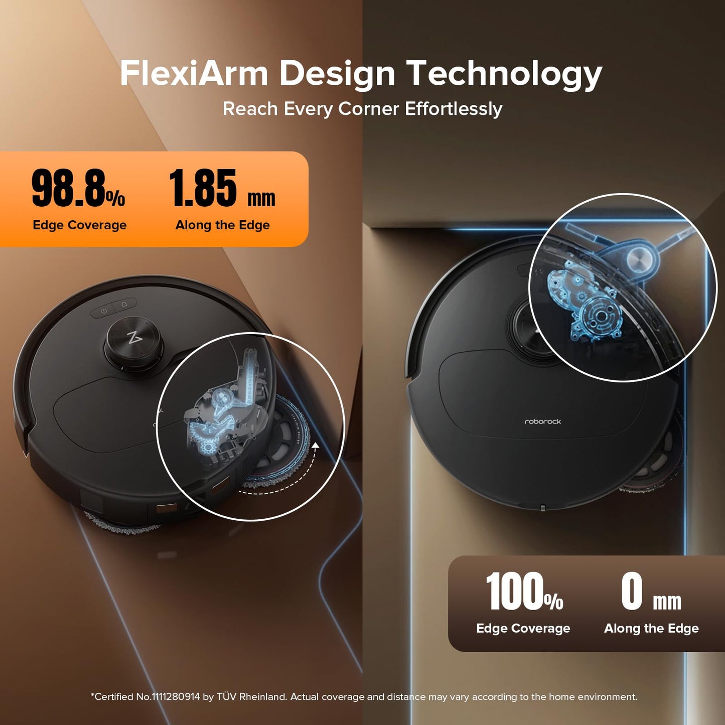 Roborock Qrevo Edge S5A Robot Vacuum and Mop, 18,500Pa, Zero-Tangling, DuoDivide Main Brush, FlexiArm Side Brush, Hot Water Mop Washing & Self-Cleaning, Warm Air Drying, Self-Emptying, Black