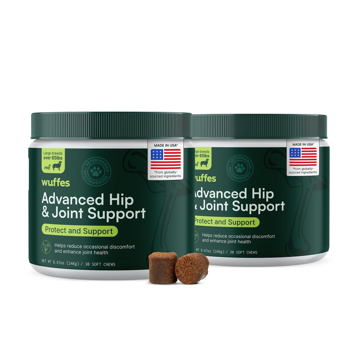 Wuffes Chewable Dog Hip & Joint Supplement - Glucosamine & Chondroitin Chews - Dog Joint Supplements & Vitamins - Extended Joint Care (Large Breed (Over 65 lbs), 90 Chews (Pack of 3))