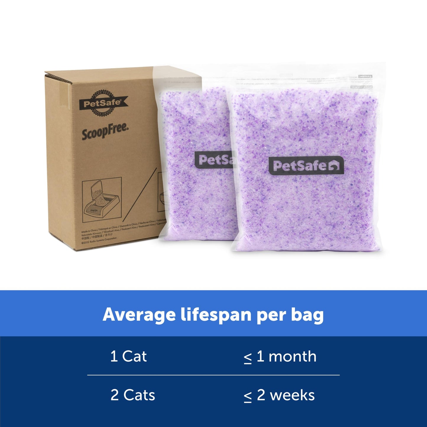 PetSafe ScoopFree Premium Crystal Cat Litter - Outperforms Clay Litter - Refill Packs - Reusable Tray Compatible - Fresh Scent - 4.3 lb Bags - 2 Pack