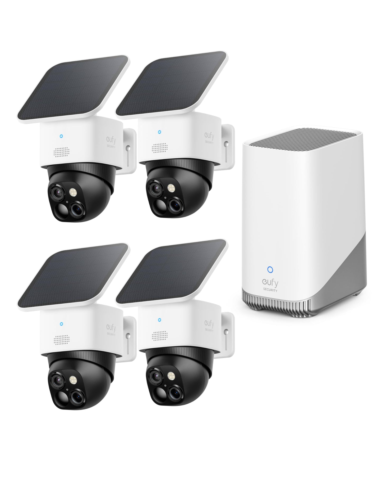 eufy Security SoloCam S340, Solar Security Cameras Wireless Outdoor, Cameras for Home Security, 360° Pan & Tilt Surveillance, No Blind Spots, 2.4 GHz Wi-Fi, No Monthly Fee, HomeBase S380 Compatible