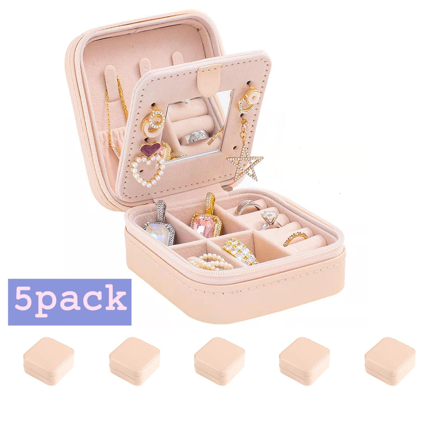 KElofoN Travel jewelry case Travel jewelry box Travel Jewelry Organizer Small box Gift for Girls Women with Mirror(Green)