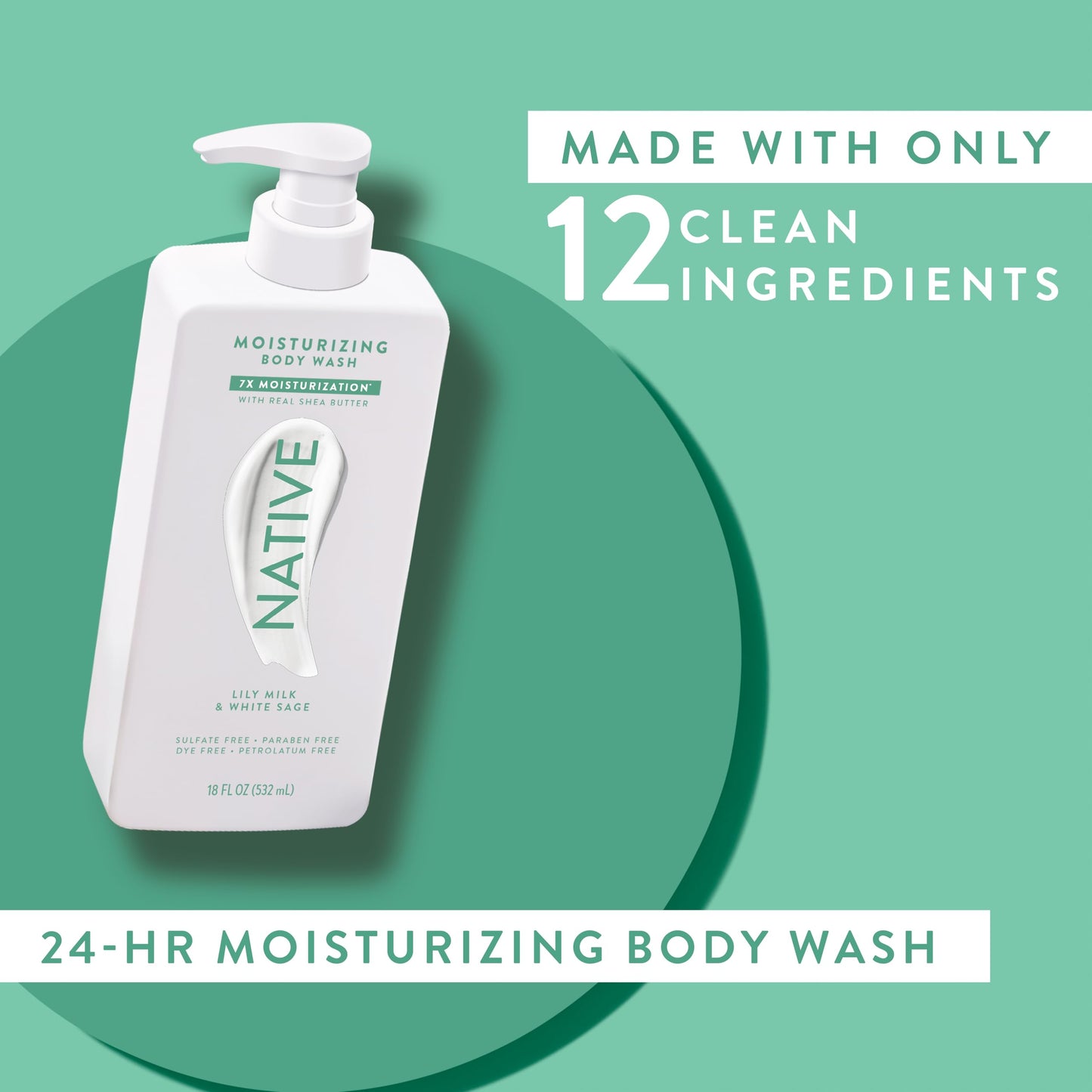 Native Moisturizing Body Wash Contains Naturally Derived Ingredients | for Women & Men, Sulfate, Paraben, & Dye Free Leaving Skin Soft & Hydrated | Cocoa Butter & Vanilla 18 oz