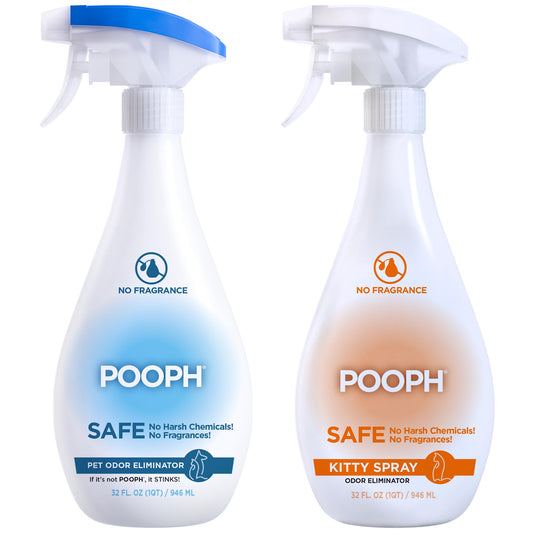 POOPH® Pet Odor Eliminator – 32 fl oz Bottle – Organic, NO Fragrances, NO Harsh Chemicals – Fast, Safe and Effective, Works On-Contact! For Home, Auto, Upholstery, Furniture – Safe for Pets & People