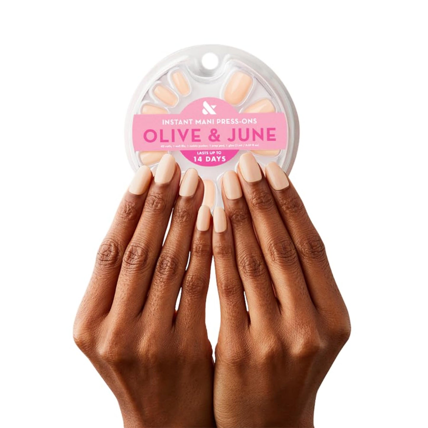 Olive & June Instant Mani Press On Nails (Glue) | 42 Fake Nails, 21 Sizes | Non-Toxic, Long-Lasting | Recycled Materials | Realistic Look