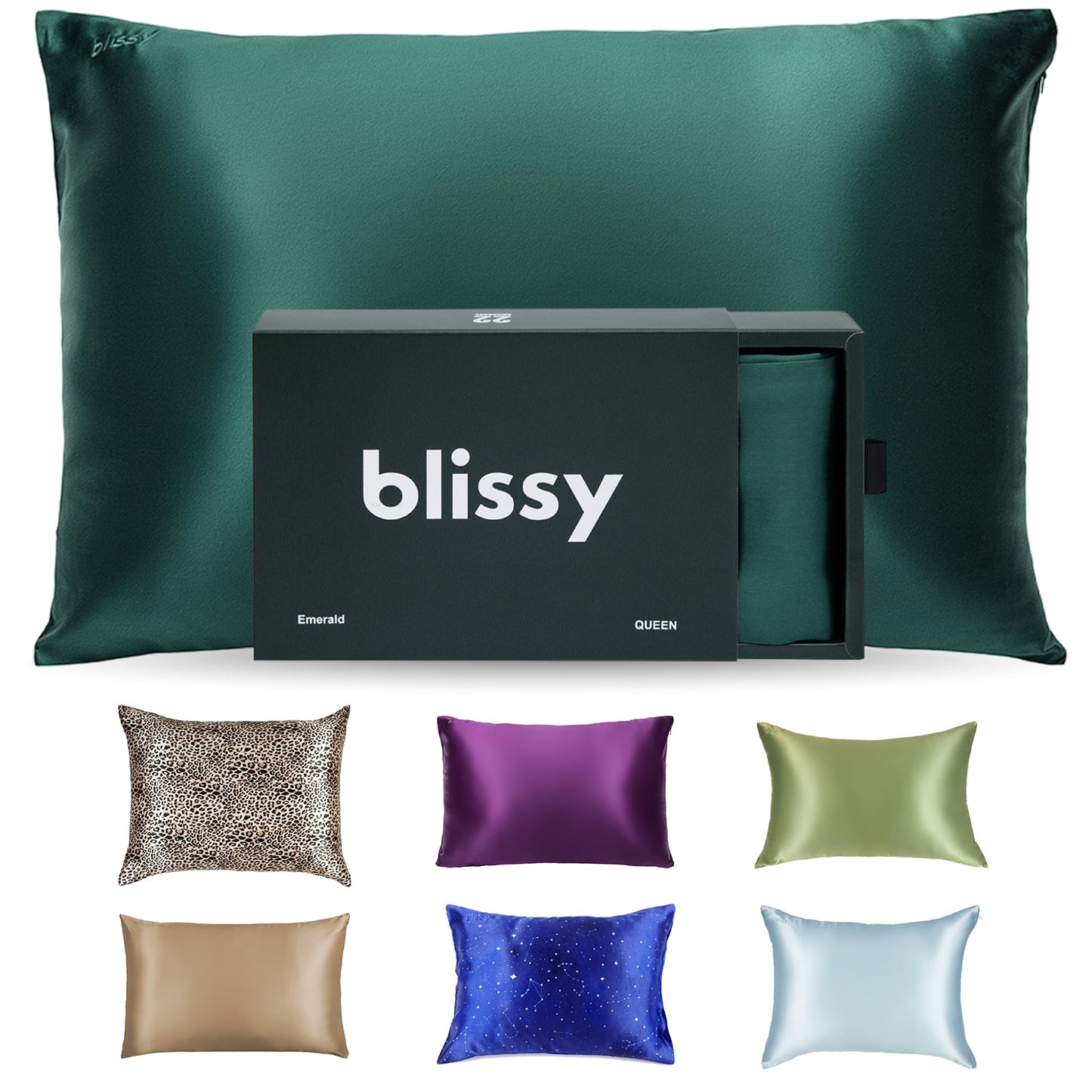 Blissy Silk Pillowcase - 100% Pure Mulberry Silk - 22 Momme 6A High-Grade Fibers - Silk Pillow Cover for Hair & Skin - Regular, Queen & King (Blissy White, Standard)